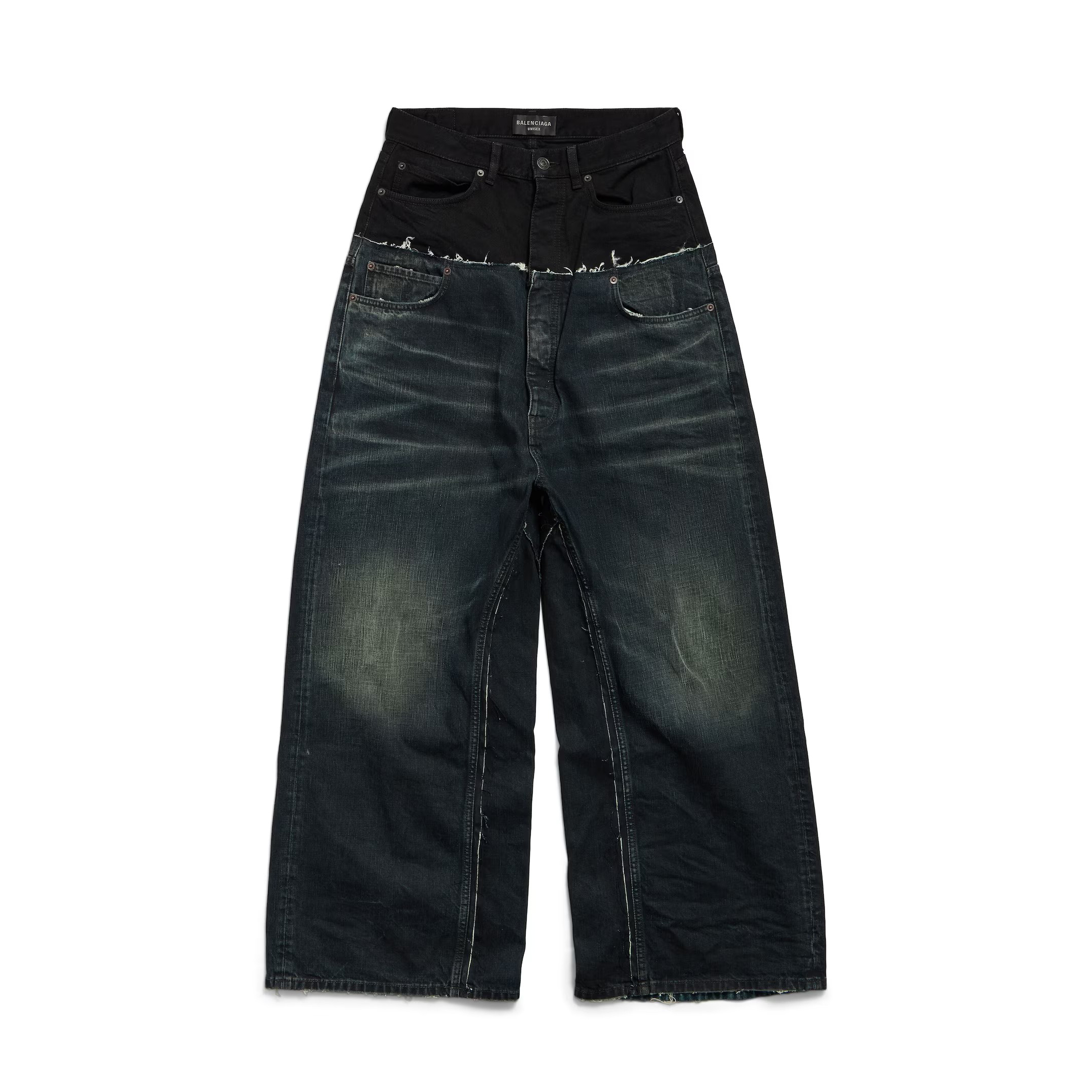 NIGO Balenciaga Men's And Women's Spring And Fall Solid Color Splicing Effect Button Loose Fit Jeans Pants #nigo75497