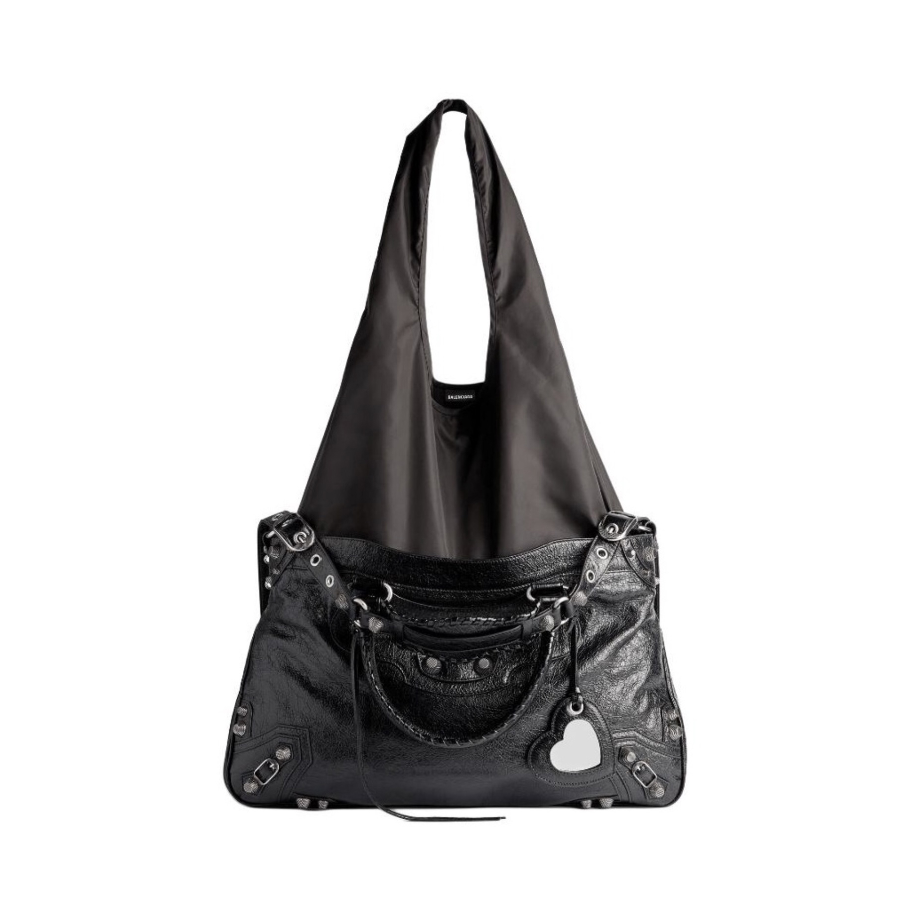 NIGO Balenciaga Women‘s Solid Color Detachable Adjustable Shoulder Strap Doing Old Silver Accessories Lambskin Spell Nylon Shopping Bag Tote Bags #nigo75523