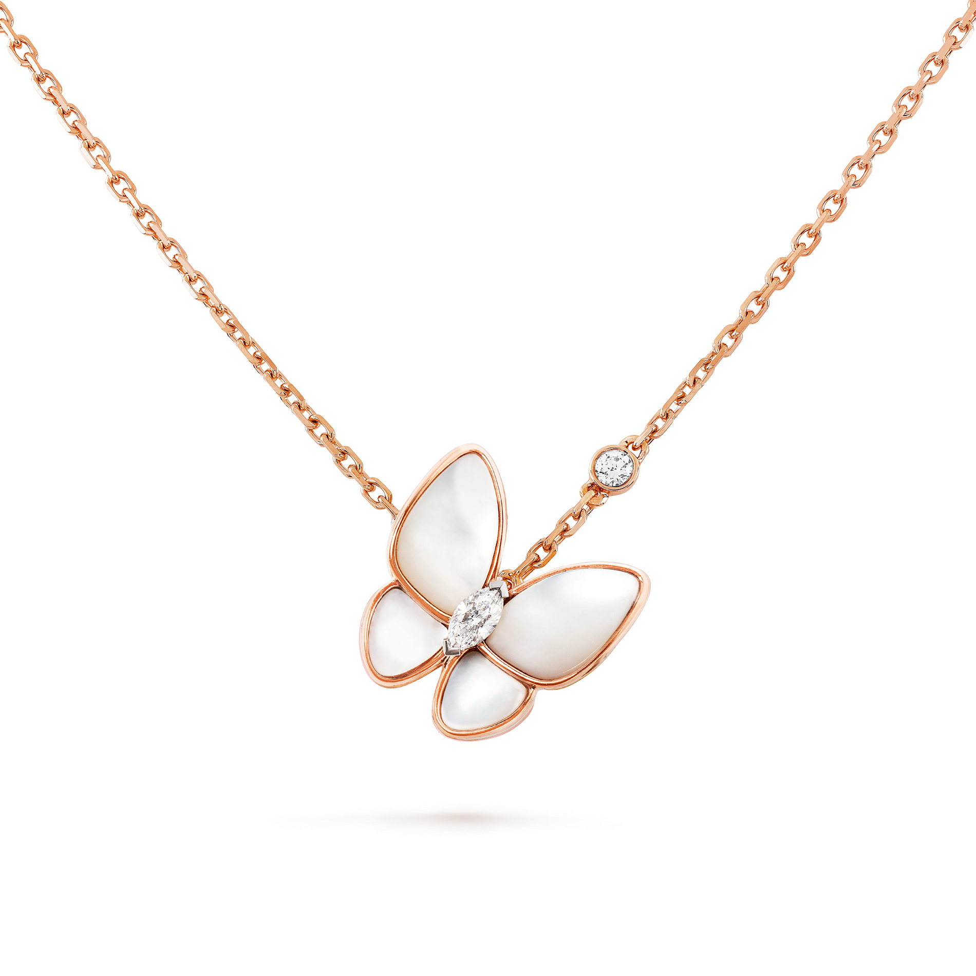 NIGO Van Cleef&Arpels Two Butterfly Women's Solid Color Butterfly Shape Diamonds Mother of Pearl Necklace Jewelry #nigo75539
