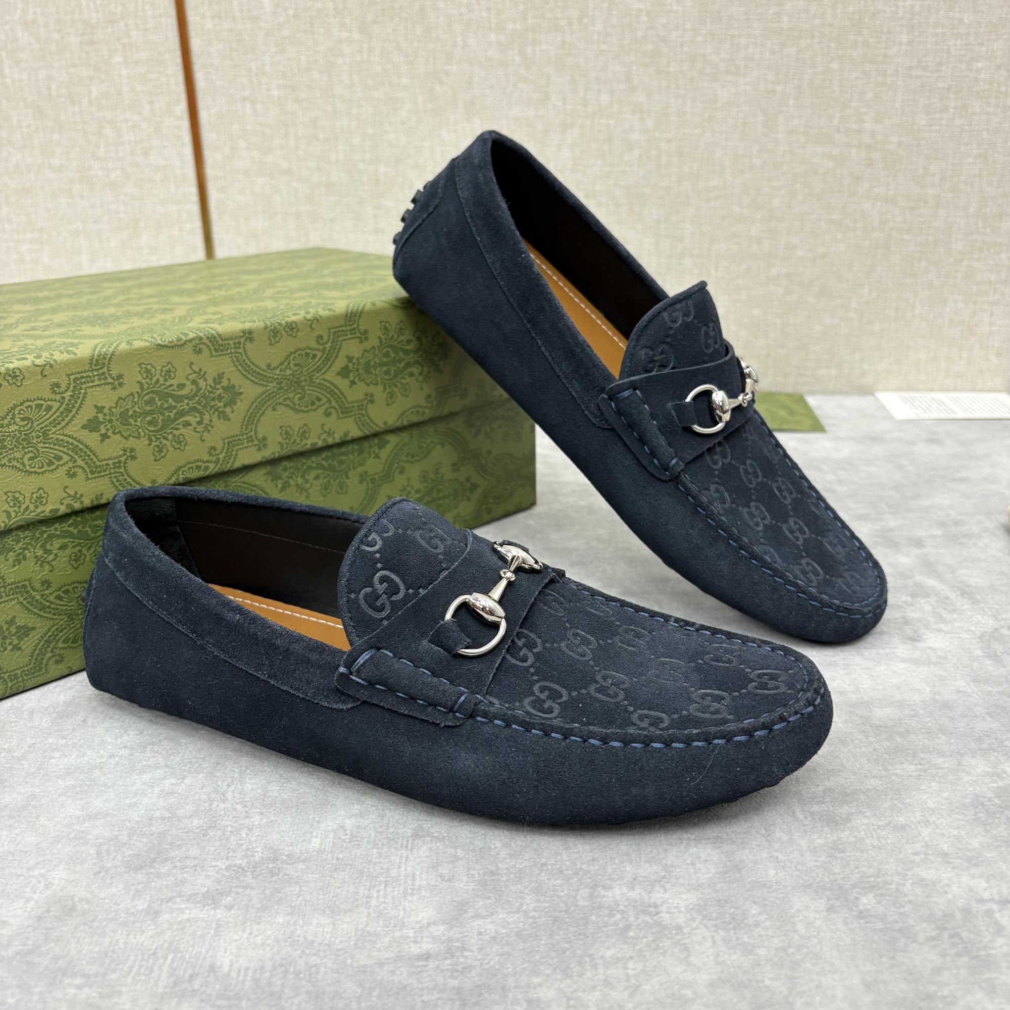 NIGO Gucci Horsebit Men's Four Seasons Can Wear Solid Color Casual Comfortable Cow Leather Soft Sole Shoes #nigo75538