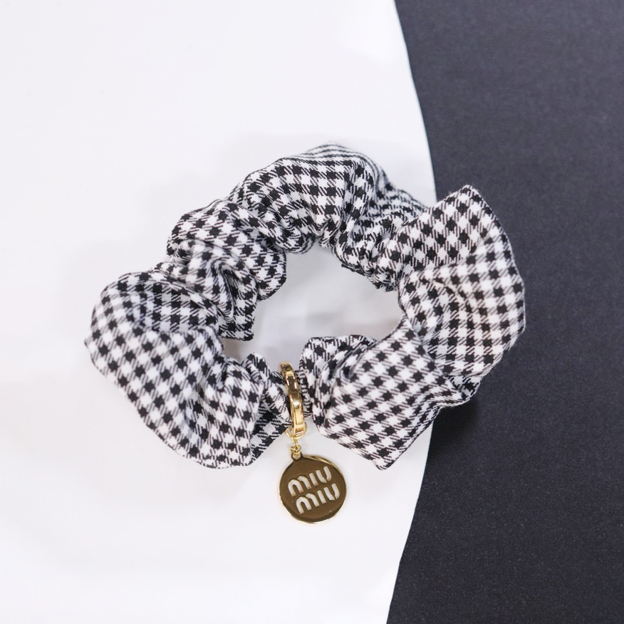 NIGO MiuMiu Women's Black and White Checkered Printed Hair Bands Headbands Hair Bands Hair Clips Jewelry #nigo75549