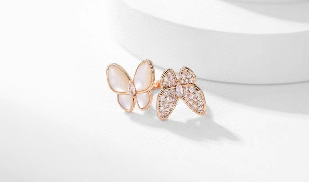 NIGO Van Cleef&Arpels Two Butterfly Women's Rose Gold Butterfly Shape Ring Jewelry  Accessories #nigo75542