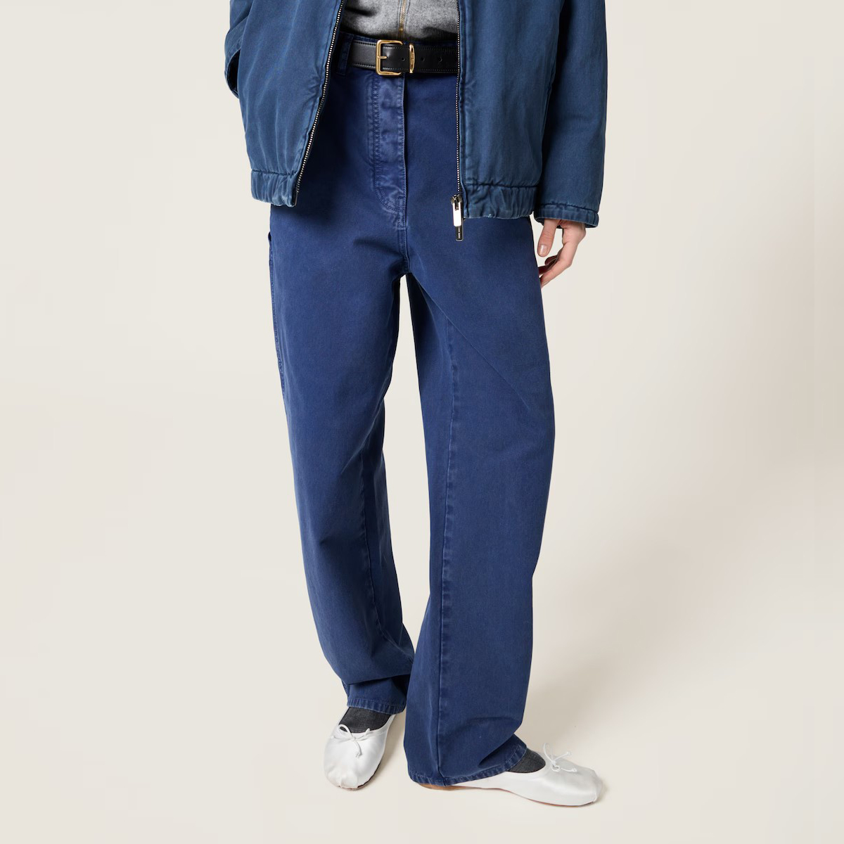 NIGO MiuMiu Women's Spring and Autumn Solid Color Loose Embroidered Logo Jeans Pants #nigo75536