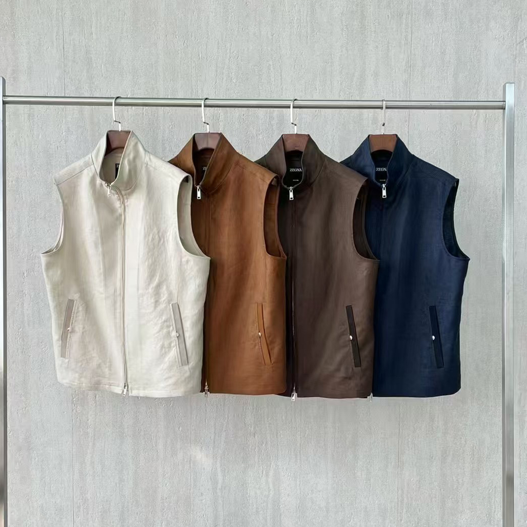 NIGO Ermenegildo Zegna Men's Spring And Autumn Solid Color Standing Collar Zipper Fit Sleeveless Vest Jacket Ngvp #nigo1168