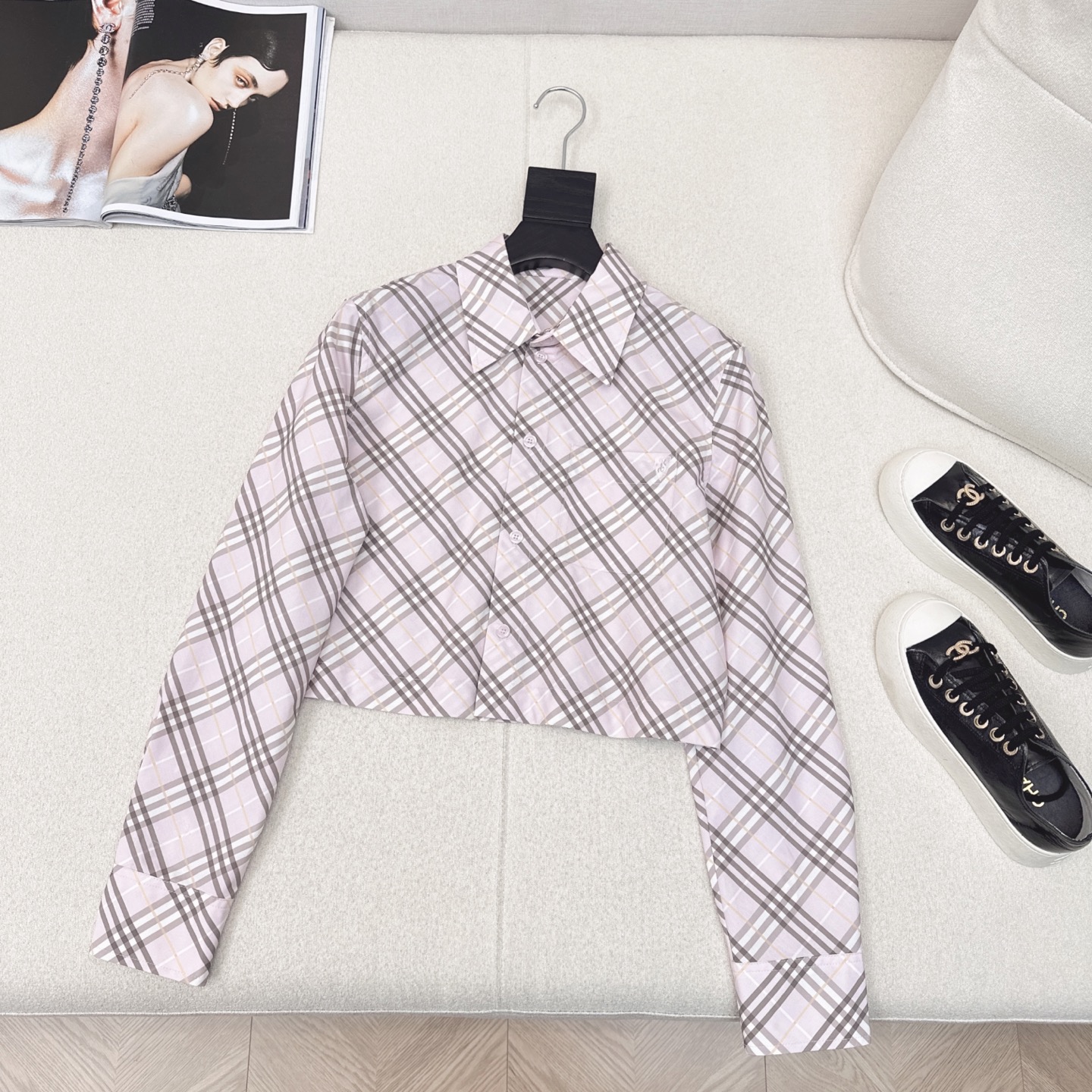 NIGO Burberry Women's Spring And Summer Plaid Cotton Short Shirt Fashion Temperament Elegant Retro Trend Lapel Single-breasted Shirt #nigo81121