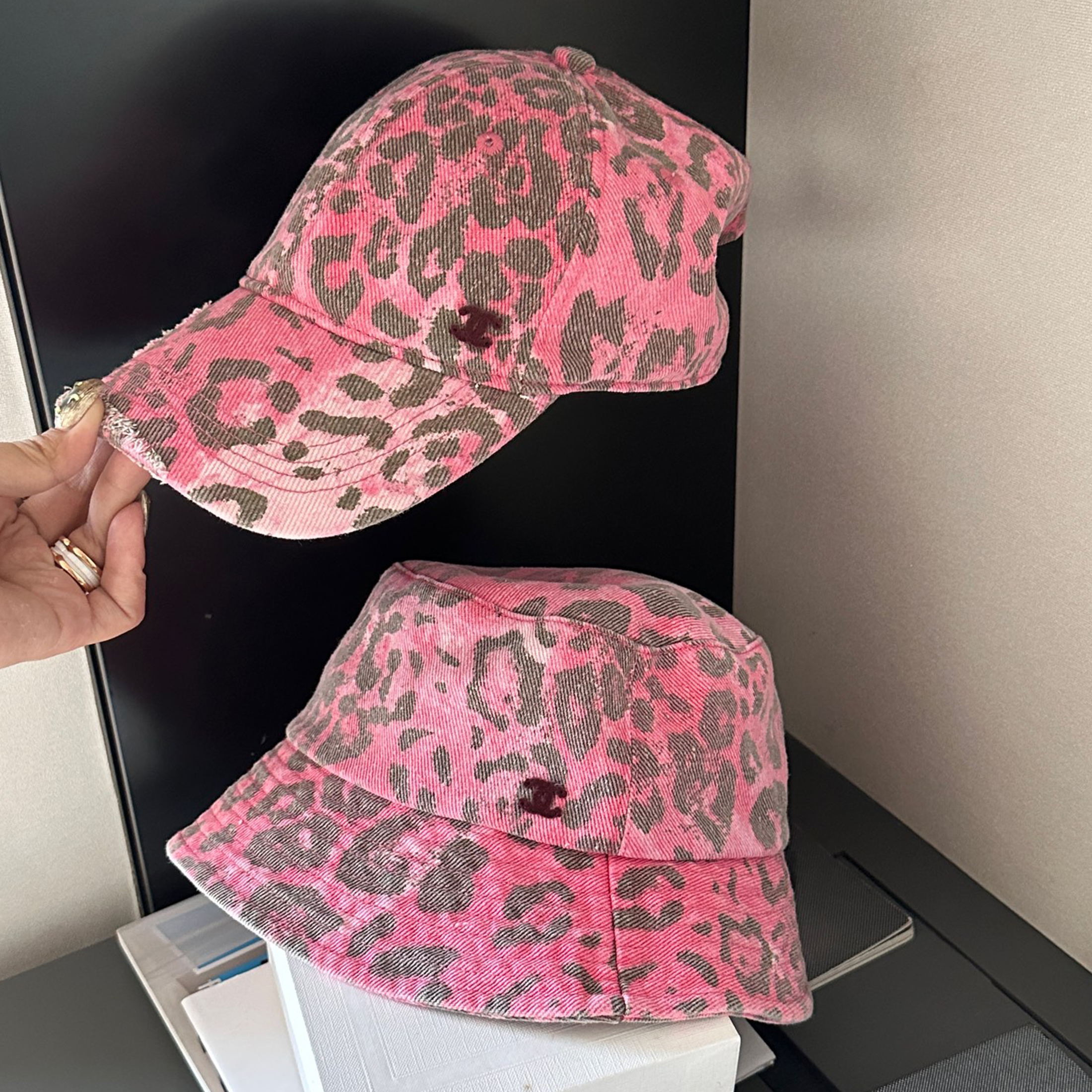 NIGO Chanel Women's Men's Pink Leopard Spot Hat Fashion Casual Trend High Street Baseball Cap Hundred Caps Accessories #nigo81124