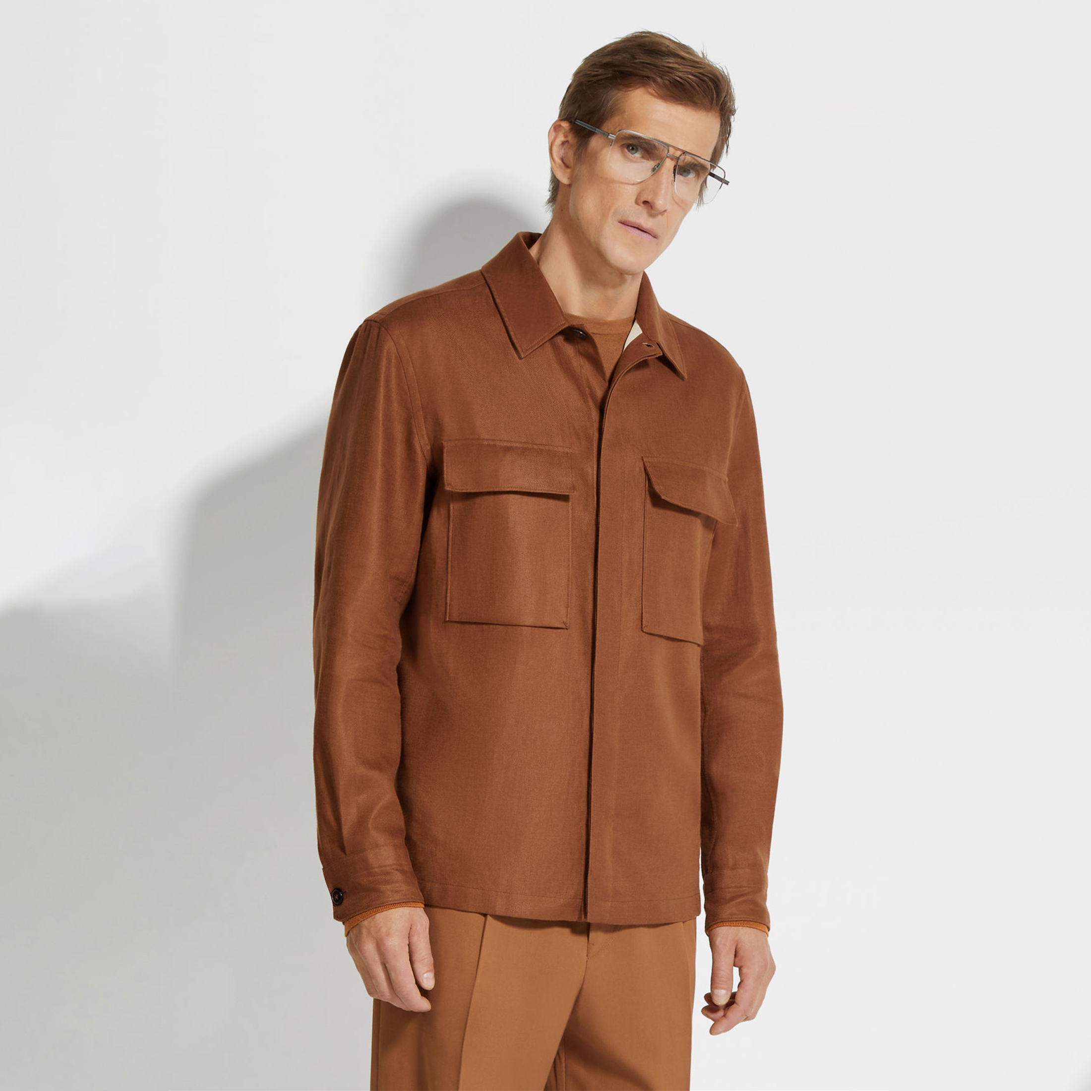 NIGO Ermenegildo Zegna Oasi Lino Shirt Jacket Men's Spring And Summer Lapel Single-breasted Pocket Temperament Shirt Simple Commuter Jacket Ngvp #nigo1185