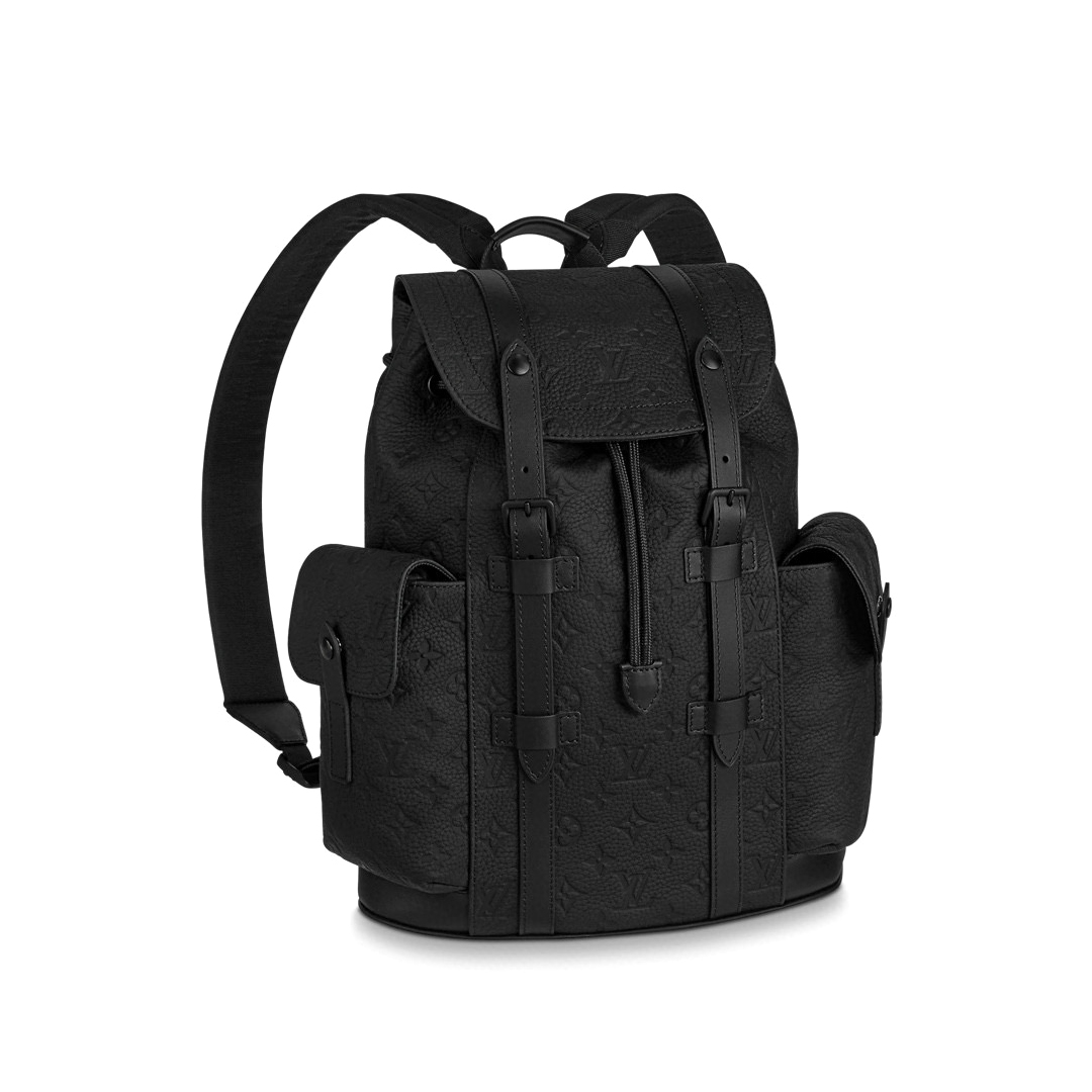 NIGO Louis Vuitton CHRISTOPHER Men's Black Dark Logo Printed Drawstring Flap Closure Cowhide Leather Backpack Shoulder Bag Bags #nigo75563