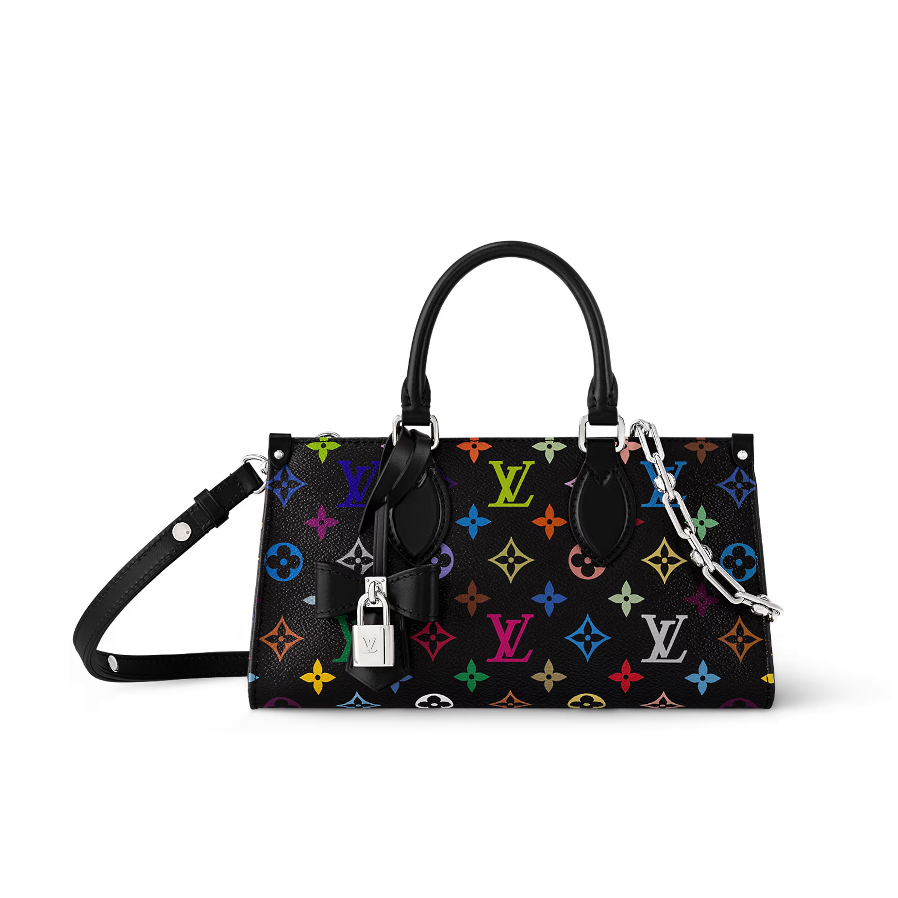 NIGO Louis Vuitton Lv X Tm Onthego East West Chain Women's Removable Shoulder Strap Zipper Closure Colorful Monogram Printed Printed Coated Canvas Leather Trimmed Shoulder Crossbody Bag Bags #nigo75561