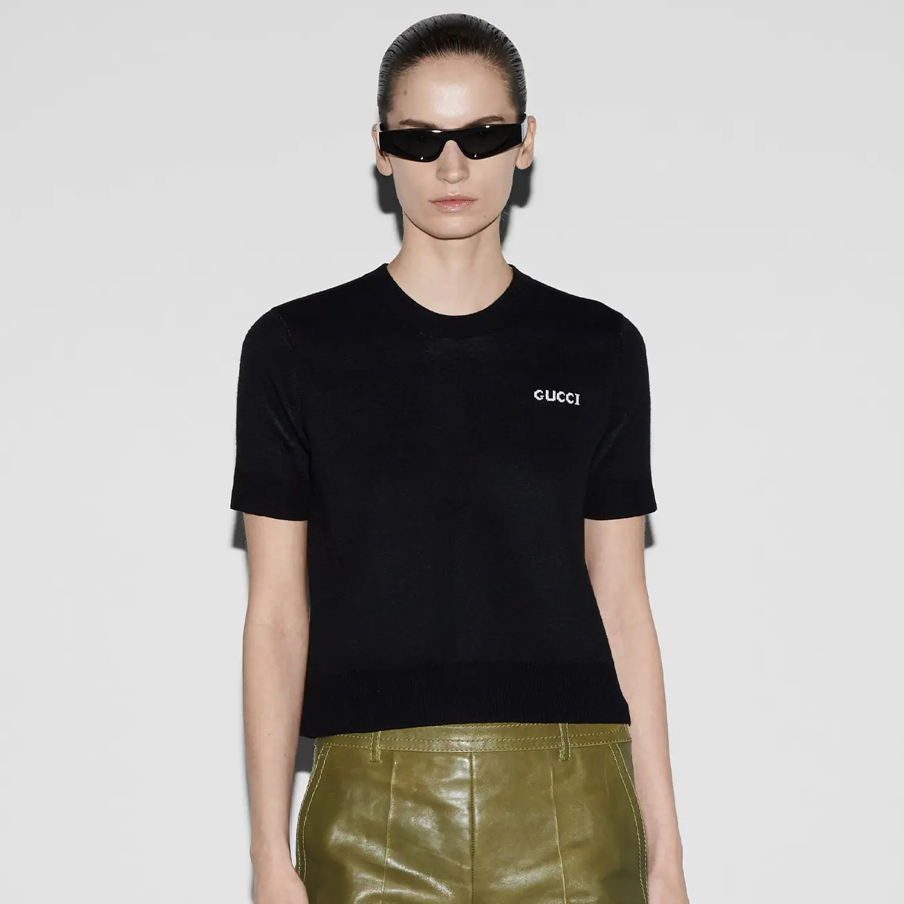 NIGO Gucci Women's Summer Solid Color Appliqued Knit Sweater Back Single Breasted Design Short Sleeve T-Shirt #nigo75551