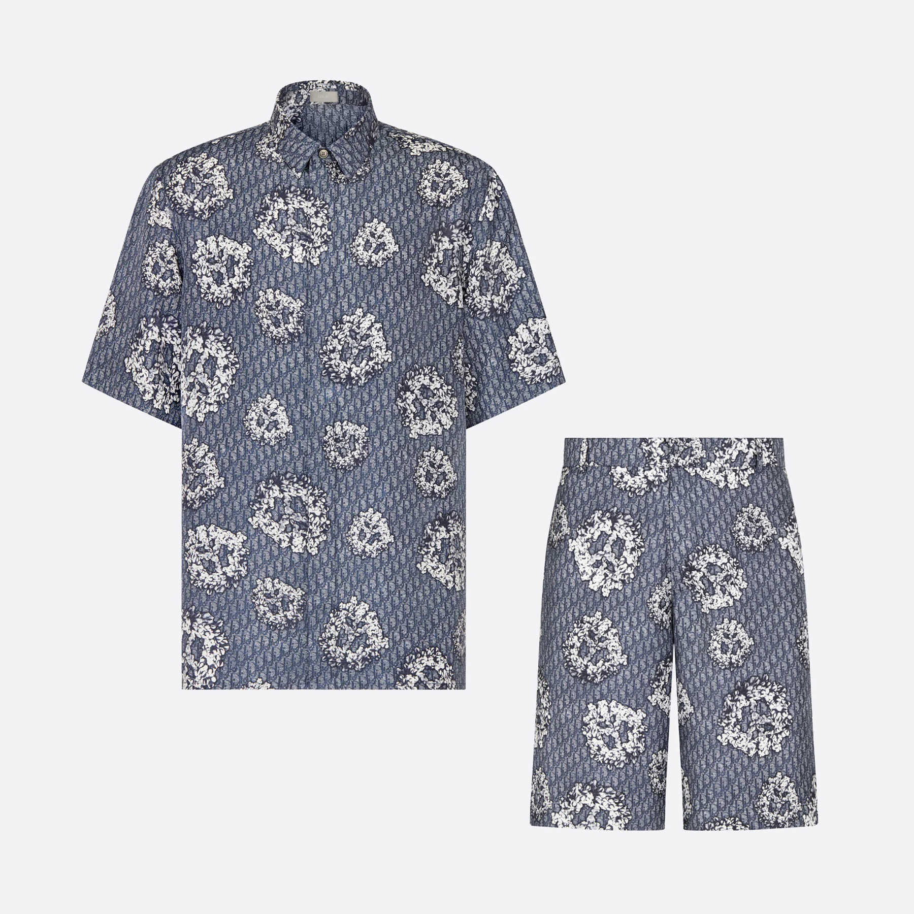 NIGO Dior Men's Summer Letter Printed Snowflake Picture Single Breasted Short Sleeve Shirt Casual Shorts Suit Set #nigo75573