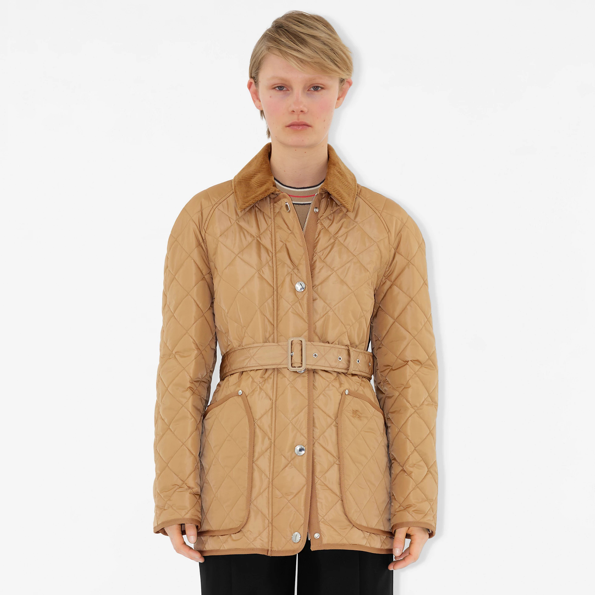 NIGO Burberry Women's Autumn And Winter Solid Color Single Breasted Lapel Drawstring Waist Long Sleeved Jacket #nigo75567