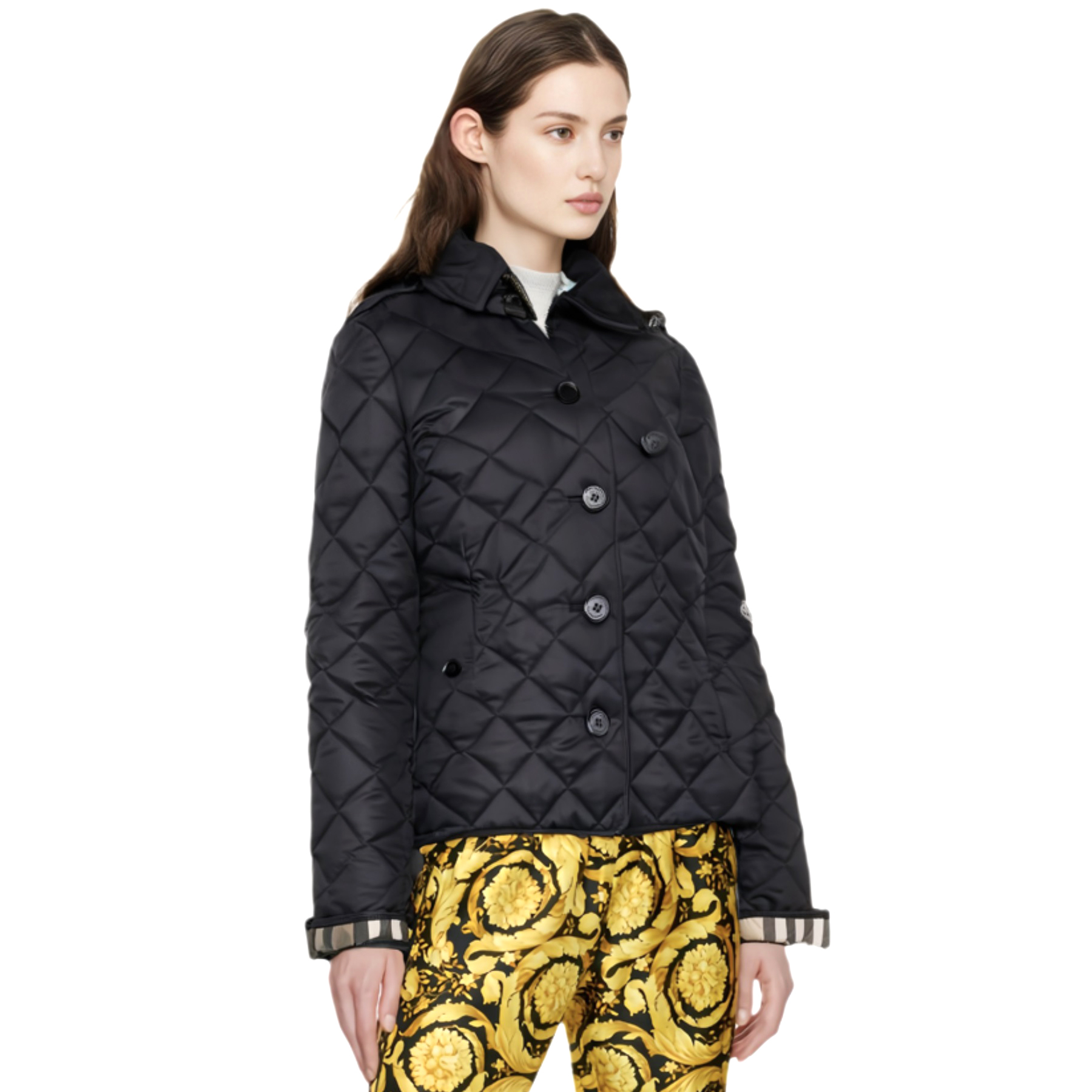NIGO Burberry Women's Autumn and Winter Solid Color Quilted Design Single Breasted Lapel Long Sleeve Jacket #nigo75565