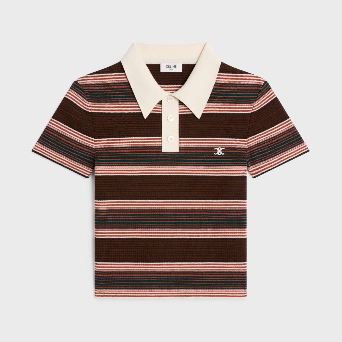 NIGO Celine Women's Summer Striped Printed Knit Polo Neck Short Sleeve T-Shirt #nigo75571