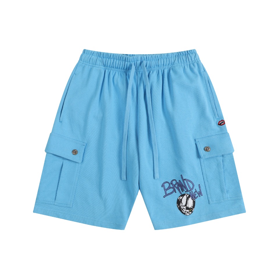 NIGO Chrome Hearts Men's Summer Graffiti Monogram Printed Mid Rise Straight Leg Casual Tie Shorts #nigo75587