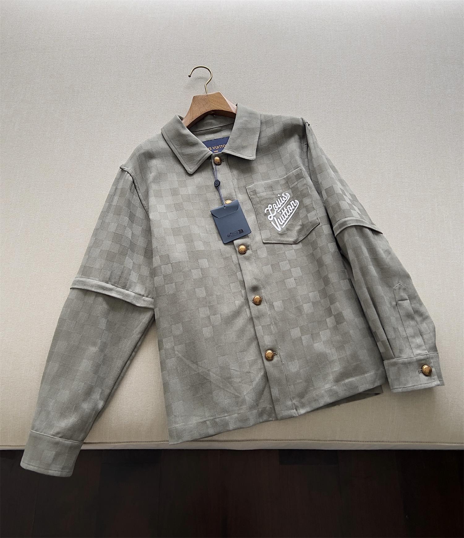 NIGO Louis Vuitton Men's Spring/Summer Solid Color Checkerboard Print Removable Sleeve Single Breasted Shirt #nigo75596