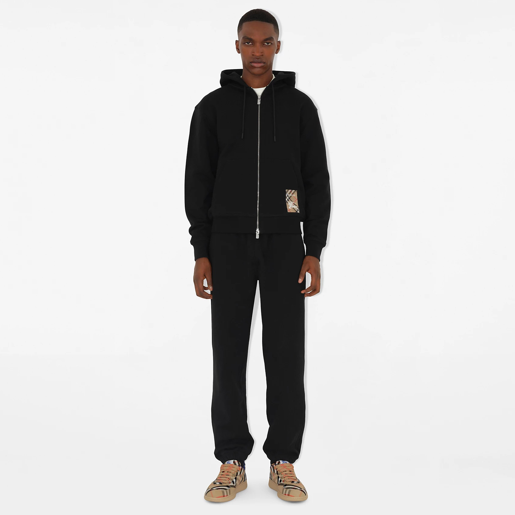 NIGO Burberry Men's Spring and Autumn Plaid Label Cotton Zipper Hooded Long Sleeve Sweatshirt Jacket Casual Elastic Waist Pants Set Suit #nigo75593