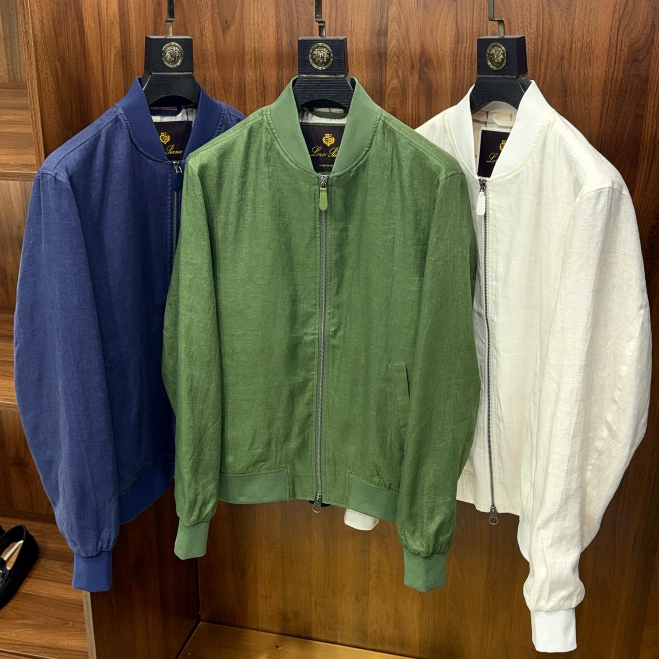 NIGO Loro Piana Men's Linen Standing Collar Zip Jacket Coat Spring Thin Casual Vintage Baseball Clothing Comfortable Solid Colour Jacket Ngvp #nigo1194