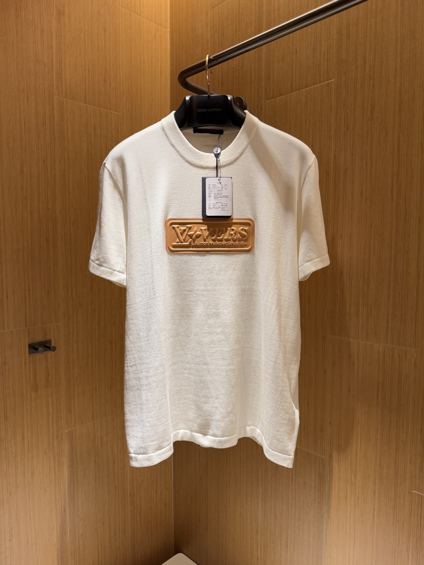 NIGO Louis Vuitton Men's Summer Leather Applique Solid Color Cotton Round Neck Short Sleeve T-Shirt #nigo75636