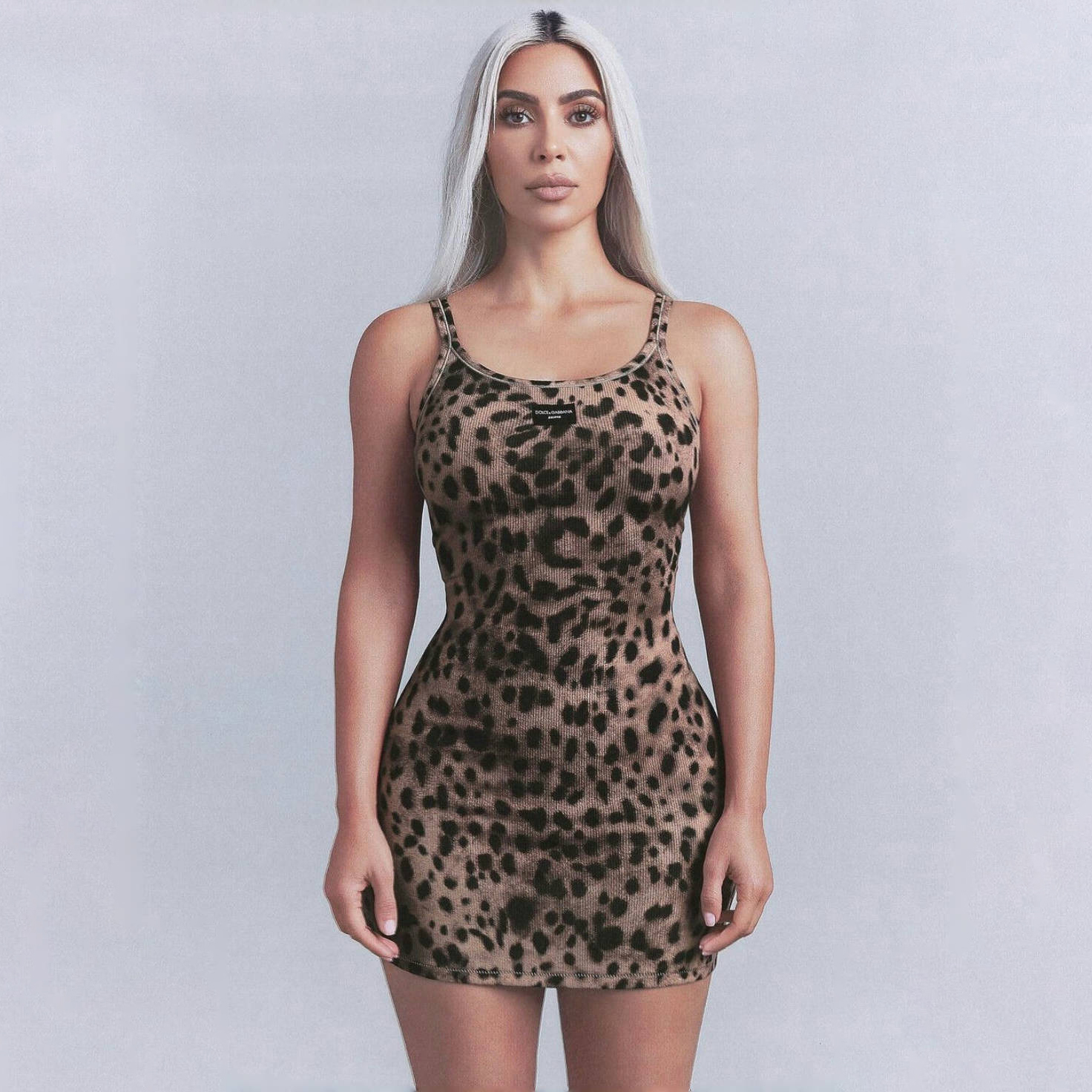 NIGO Dolce&Gabbana Women's Summer Ribbed Round Neck Slim Mini Halter Leopard Dresses #nigo75619
