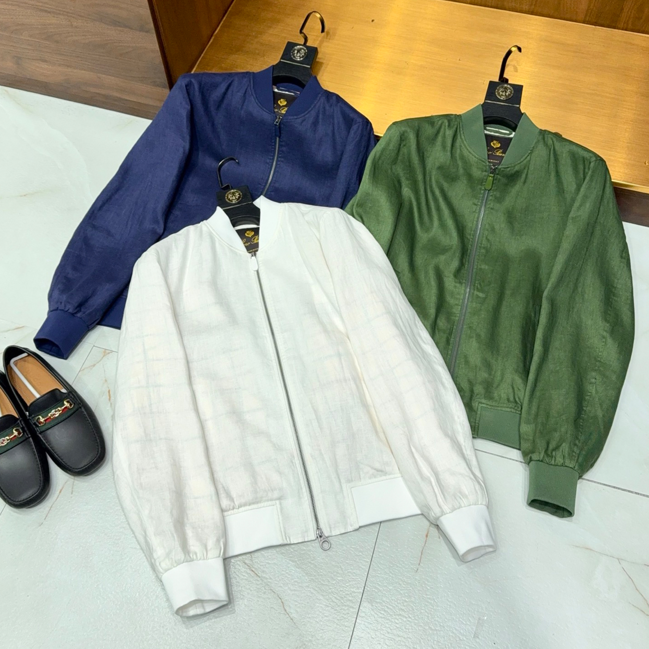 NIGO Loro Piana Men's Linen Standing Collar Zip Jacket Coat Spring Thin Casual Vintage Baseball Clothing Comfortable Solid Colour Jacket Ngvp #nigo1194