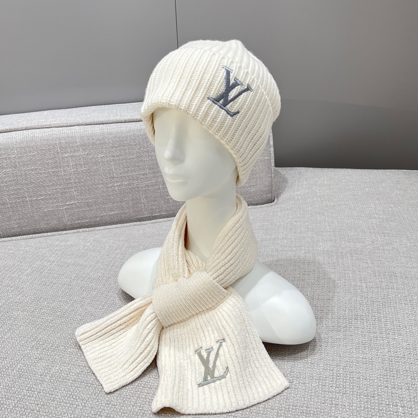 NIGO Louis Vuitton Men's and Women's Autumn and Winter Solid Color Embroidery Logo Printed Wool Knit Hat Cap Scarf #nigo75639