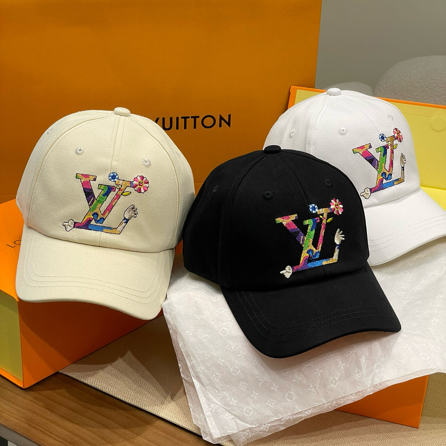 NIGO Louis Vuitton Men's and Women's Colorful Embroidered Logo Printed Solid Color Duck Tongue Cap Hat #nigo75641