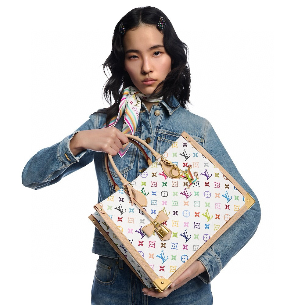 NIGO Louis Vuitton LV x TM ONTHEGO Women's Colorful Letter Print Adjustable Shoulder Strap Coated Canvas Patchwork Cowhide Tote Shopping Bag Crossbody Bags #nigo75635