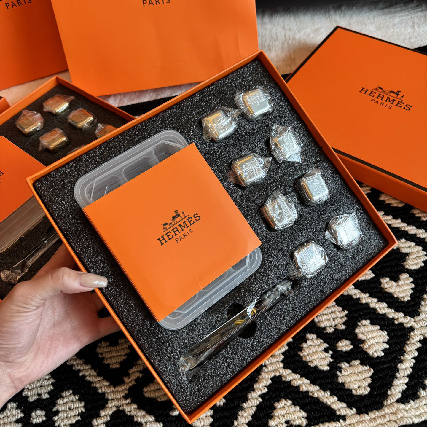 NIGO Hermes Monogrammed Solid Color Stainless Steel Ice Cube Gift Set #nigo75629