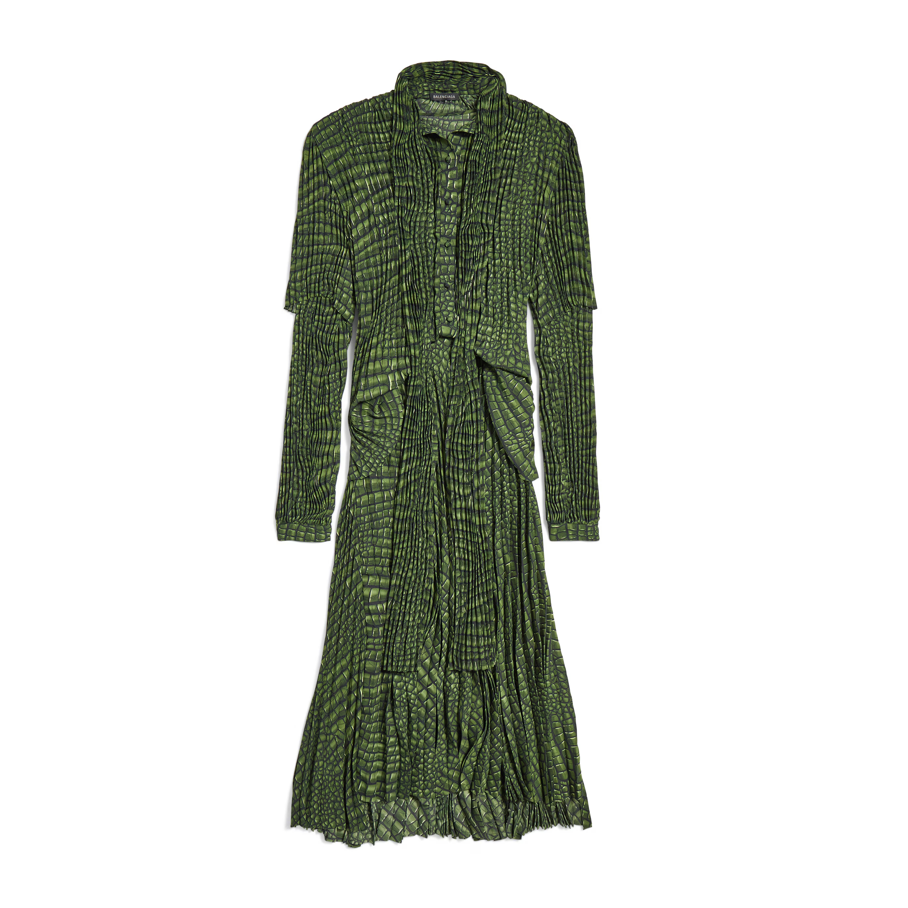 NIGO Balenciaga Women's Spring Summer High Street Solid Color Long Double Sleeve Mulberry Silk Pleated Dress Loose Dresses Ngvp #nigo1225