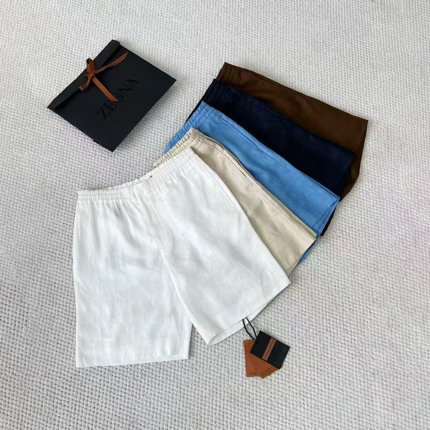 NIGO Ermenegildo Zegna Men's Summer Mid Waist Straight Solid Color Linen Casual Shorts Ngvp #nigo1234