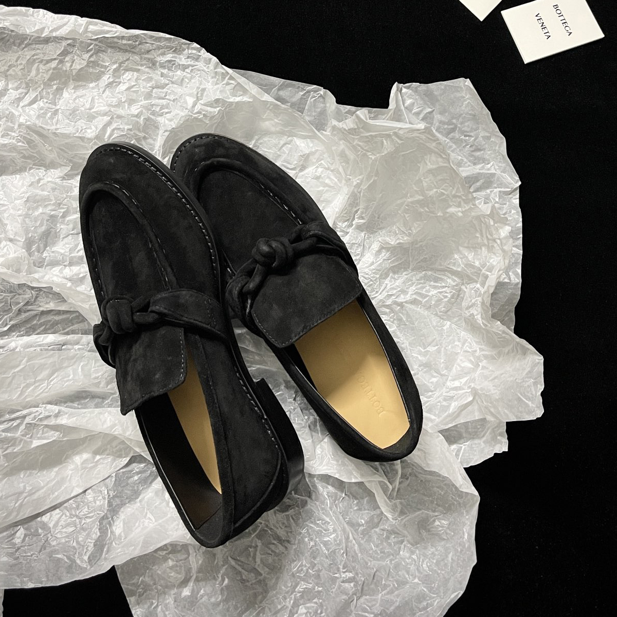 NIGO Bottega Veneta Men's Spring/Summer Solid Color Suede Round Head Over-Toe Loafers Shoes #nigo75651