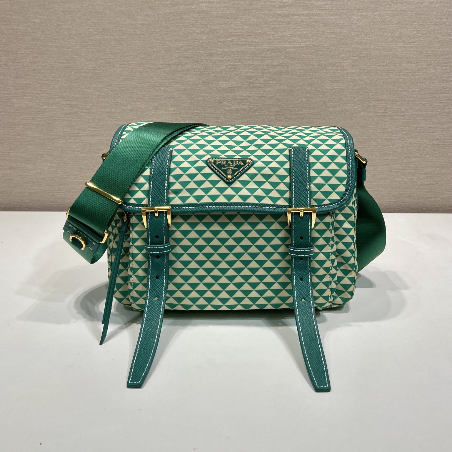 NIGO Prada Women's Monogram Printed Classic Triangle Logo Recycled Nylon with Cow Leather Shoulder Bag Bags #nigo75665