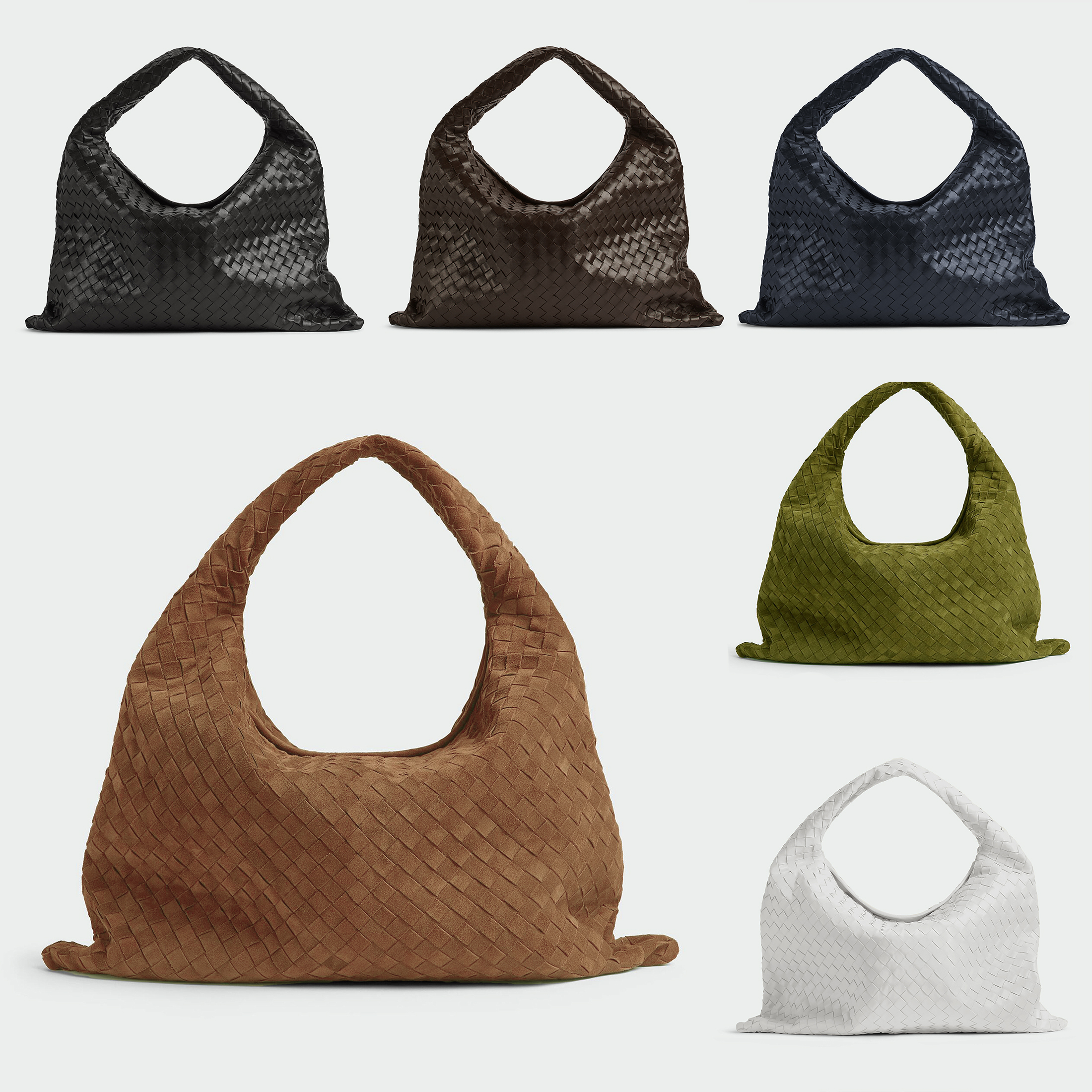 NIGO Bottega Veneta Hop Large Multicolor Collection Intrecciato Woven Shoulder Bag Suede Glossy Leather 100% Genuine Leather Fashion Temperament Bags 763970V3IV12190 #nigo81129