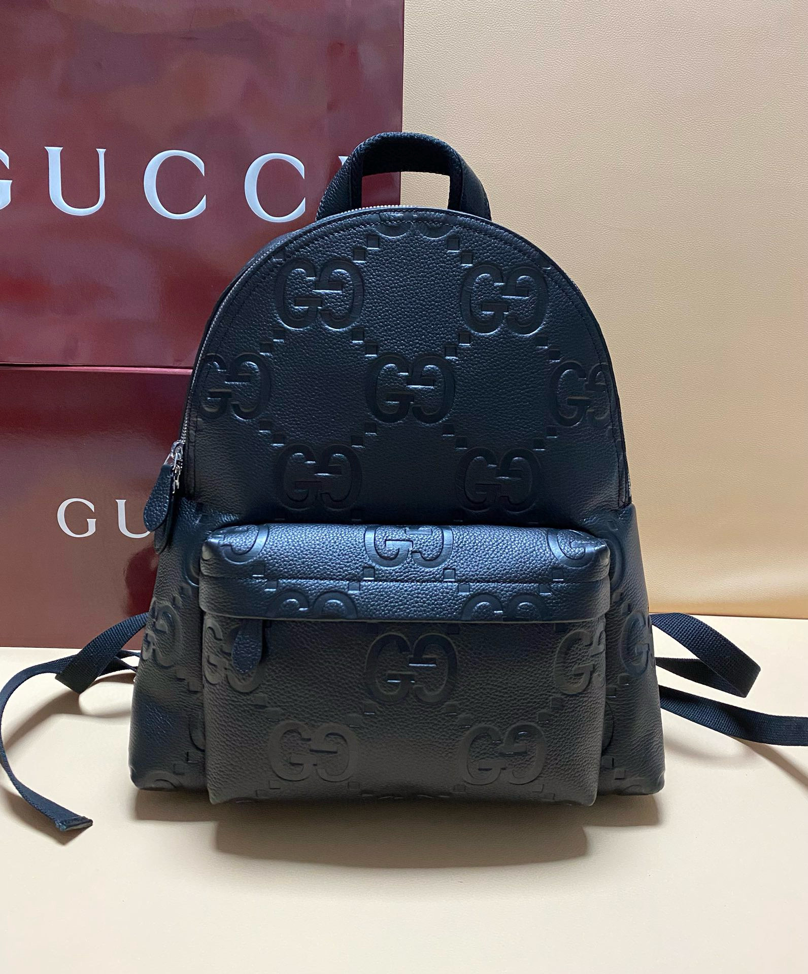 NIGO Gucci Men's Solid Color Adjustable Shoulder Strap Zipper Closure Leather Shoulder Bag Backpacks Bags #nigo75788