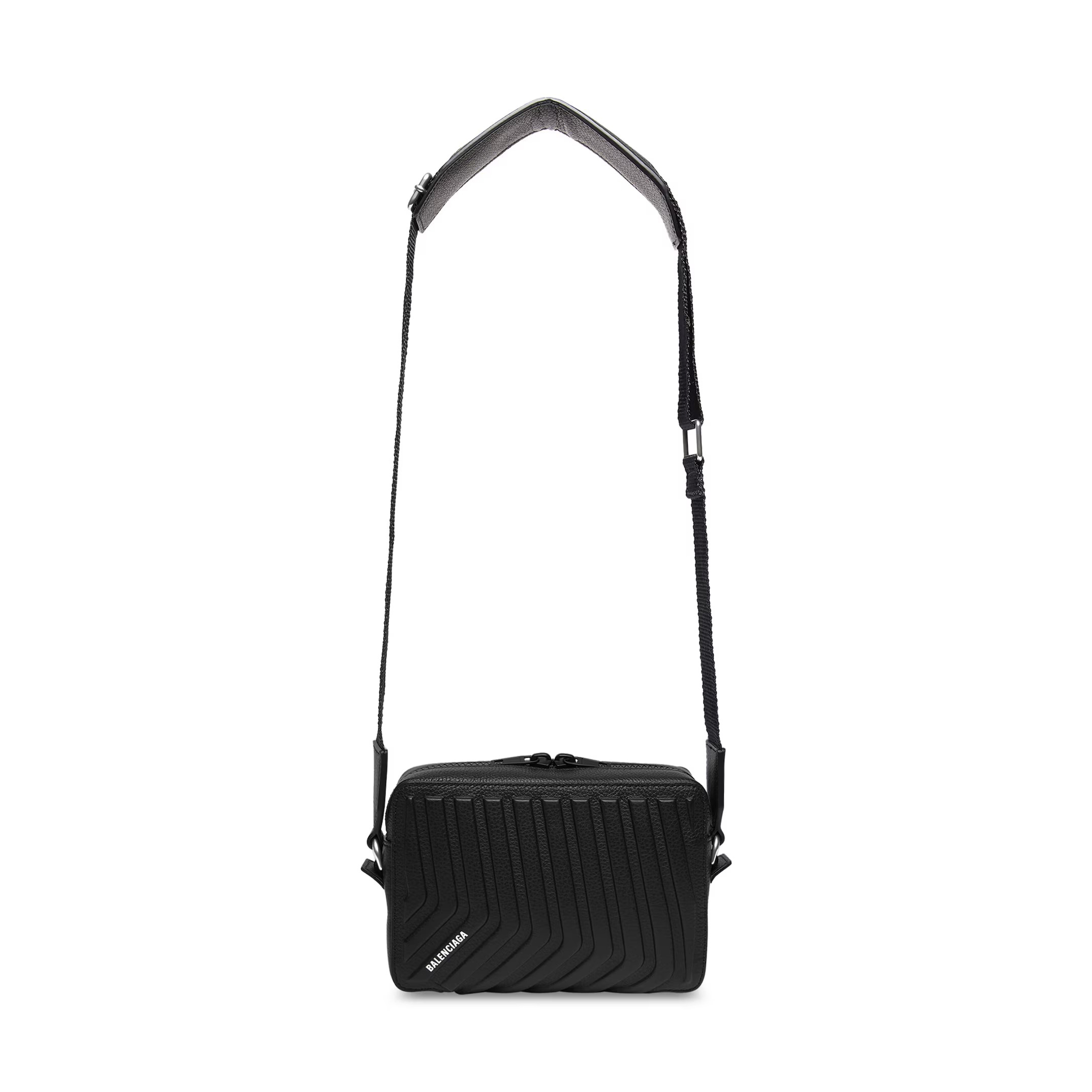 NIGO Balenciaga Men's Black Logo Embossed Shoulder Strap Leather Camera Bag Tote Shoulder Crossbody Bags #nigo75668