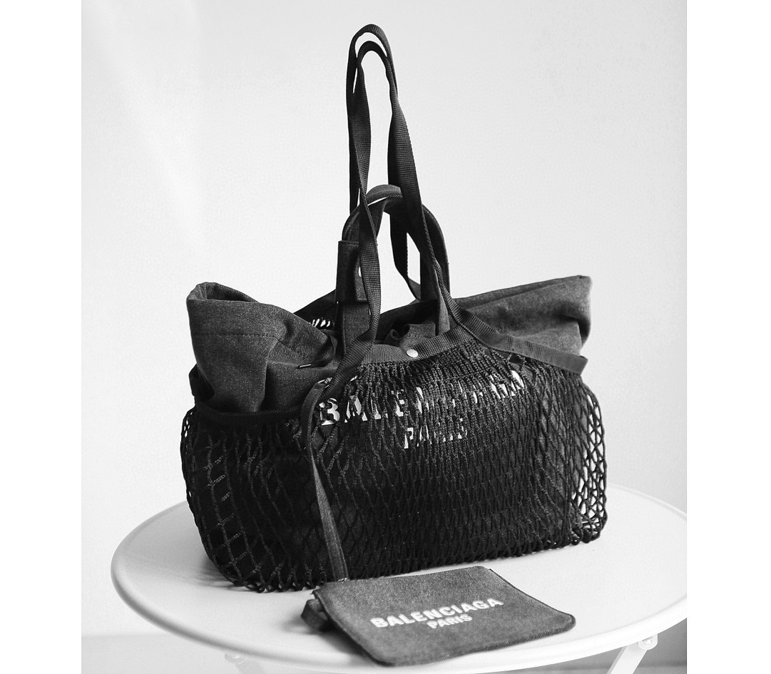 NIGO Balenciaga Women's Monogrammed Printed Drawstring Closure Mesh Pocket Tote Bag Bags #nigo75669