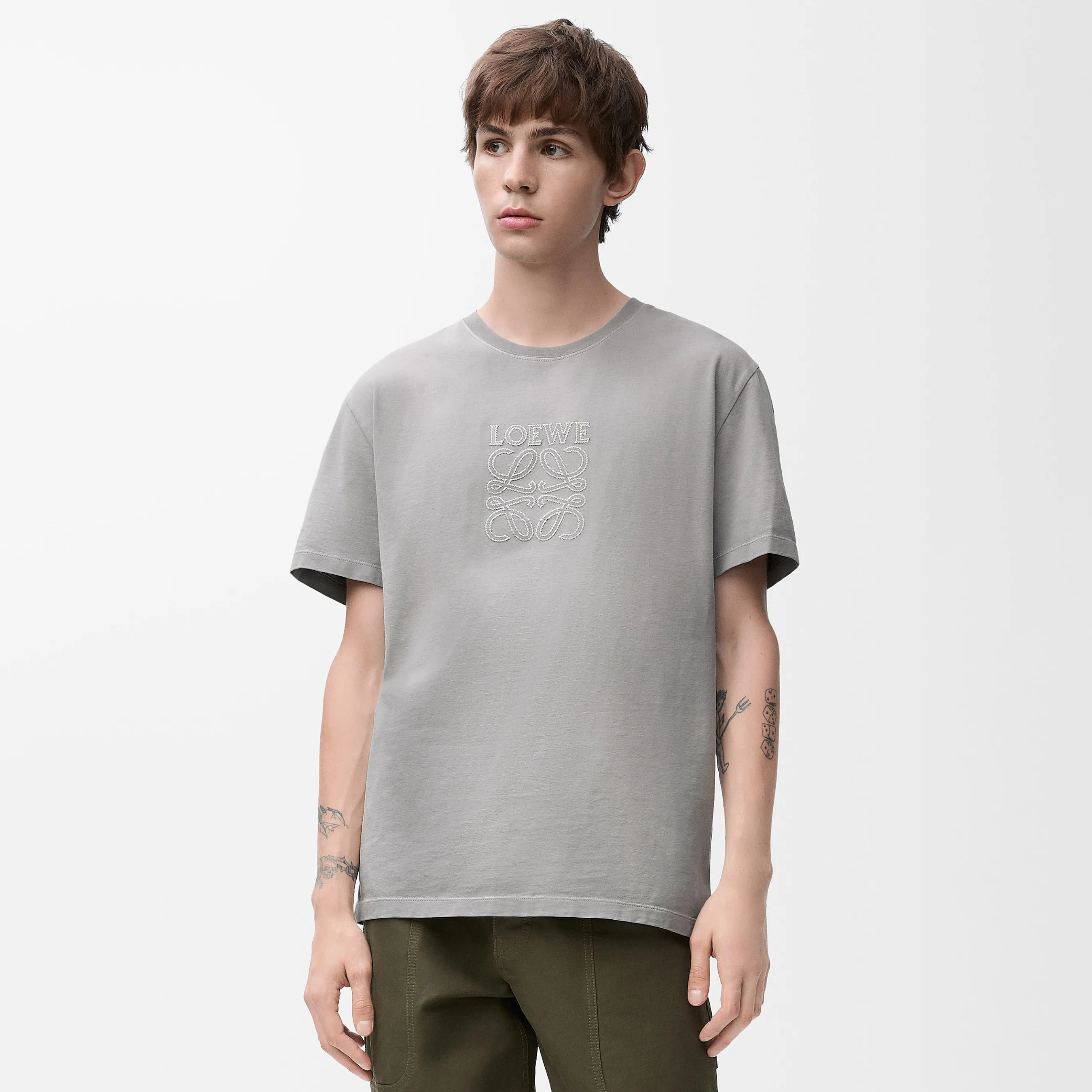 NIGO Loewe Men's Summer Embroidered Logo Printed Solid Color Round Neck Cotton Short Sleeve T-Shirt #nigo75652