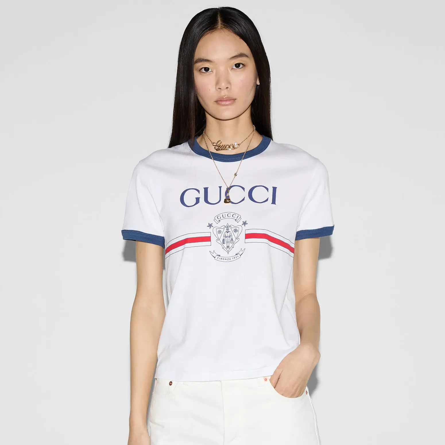 NIGO Gucci Women's Summer Solid Color Letter Printed Plain Knit Round Neck Short Sleeve T-Shirt #nigo75653