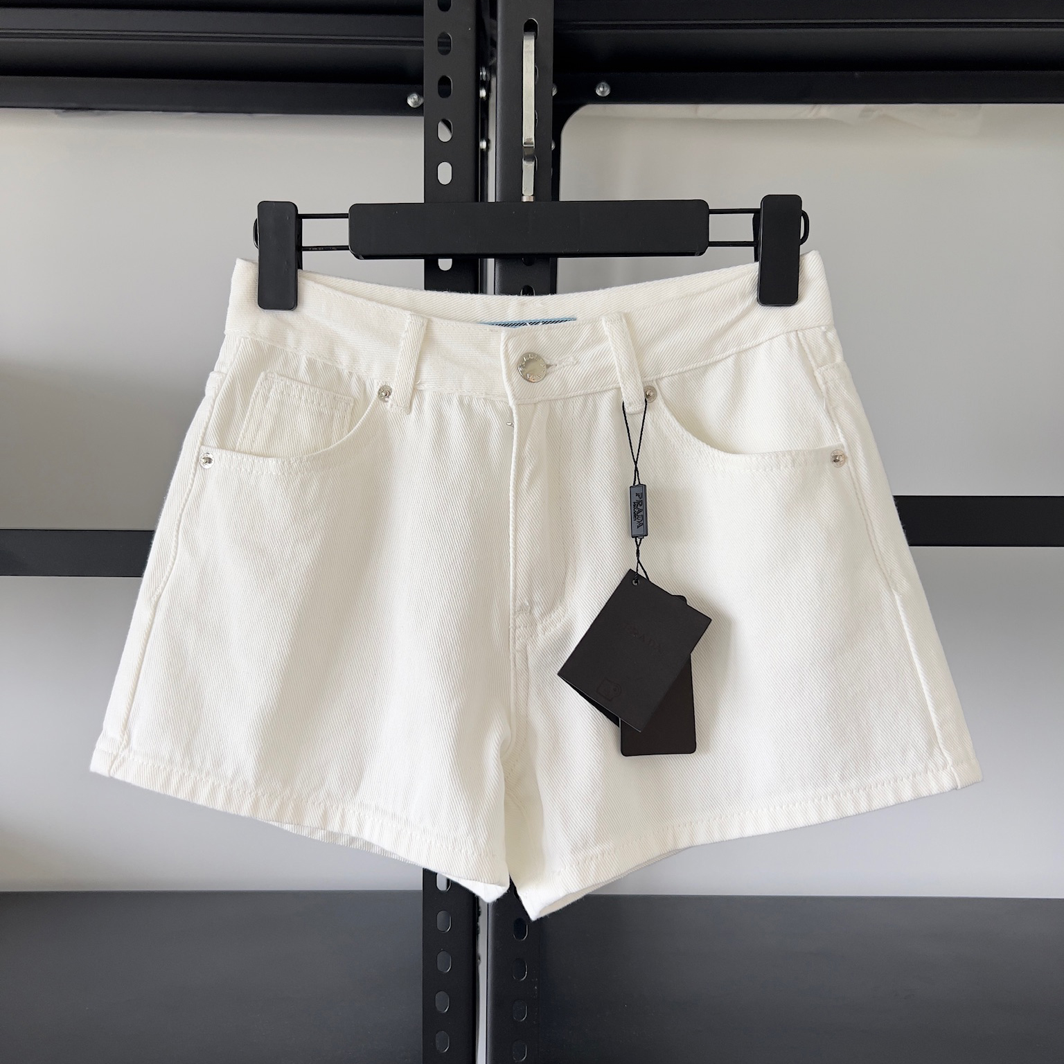 NIGO Prada Women's Summer Solid Color Washed High Waist Casual Denim Shorts #nigo75658