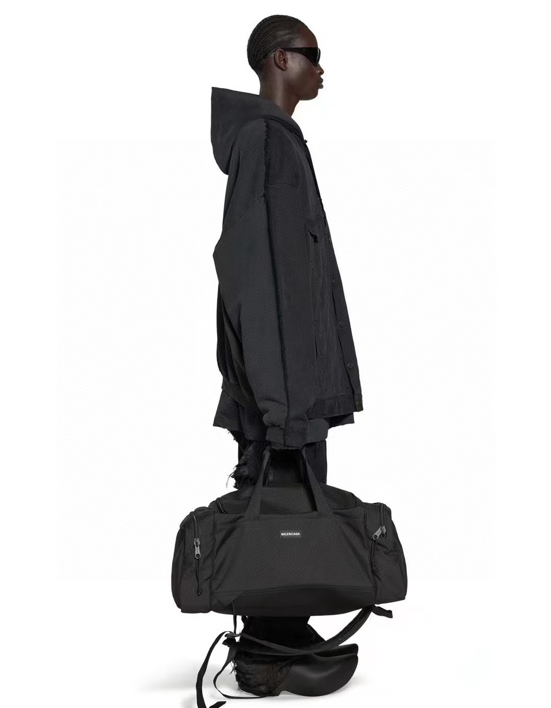 NIGO Balenciaga Men's Black Letter Logo Zipper Closure Polyester Backpack Shoulder Bag Tote Bags #nigo75667