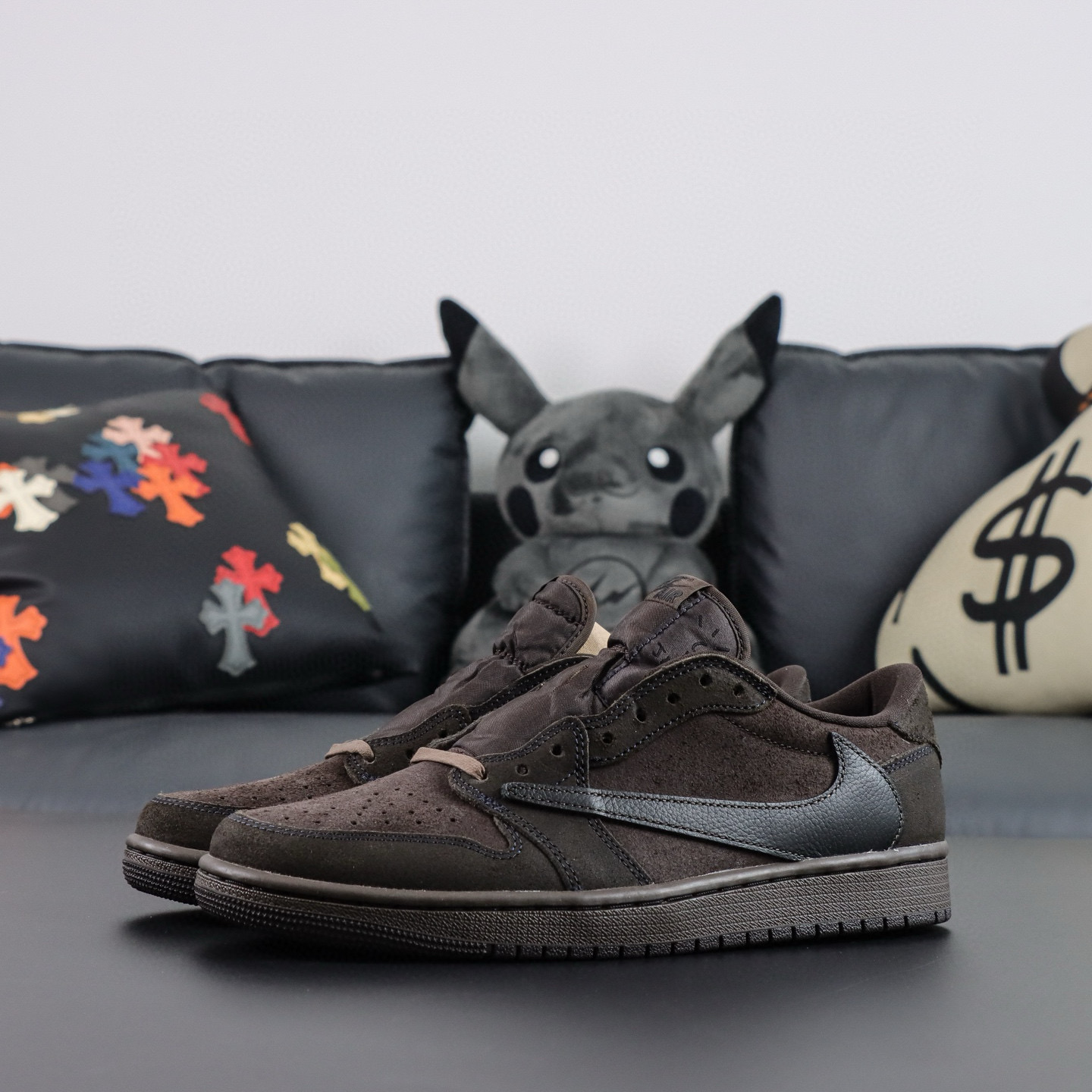 NIGO Nike Travis Scott x Jordan 1 Low OG  VelvetBrown  Men's And Women's Four Seasons Solid Color Suede Non Slip Wear Resistant Low-top Flat Lace-up Sneakers Shoes #nigo75681