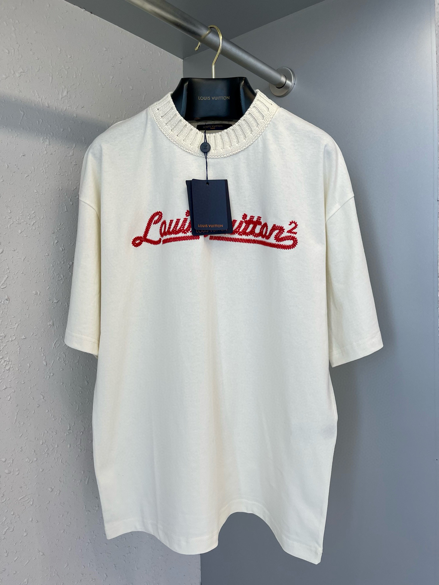 NIGO Louis Vuitton Men's And Women's Summer Logo Letters Embroidered Round Neck Short Sleeve T-shirt #nigo75694