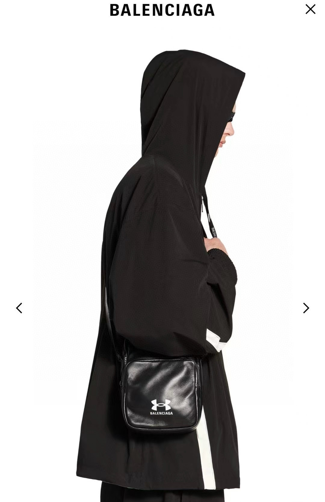 NIGO Balenciaga Under Armour Men's Black Smooth Sheep Leather Shoulder Crossbody Bag Bags #nigo75671