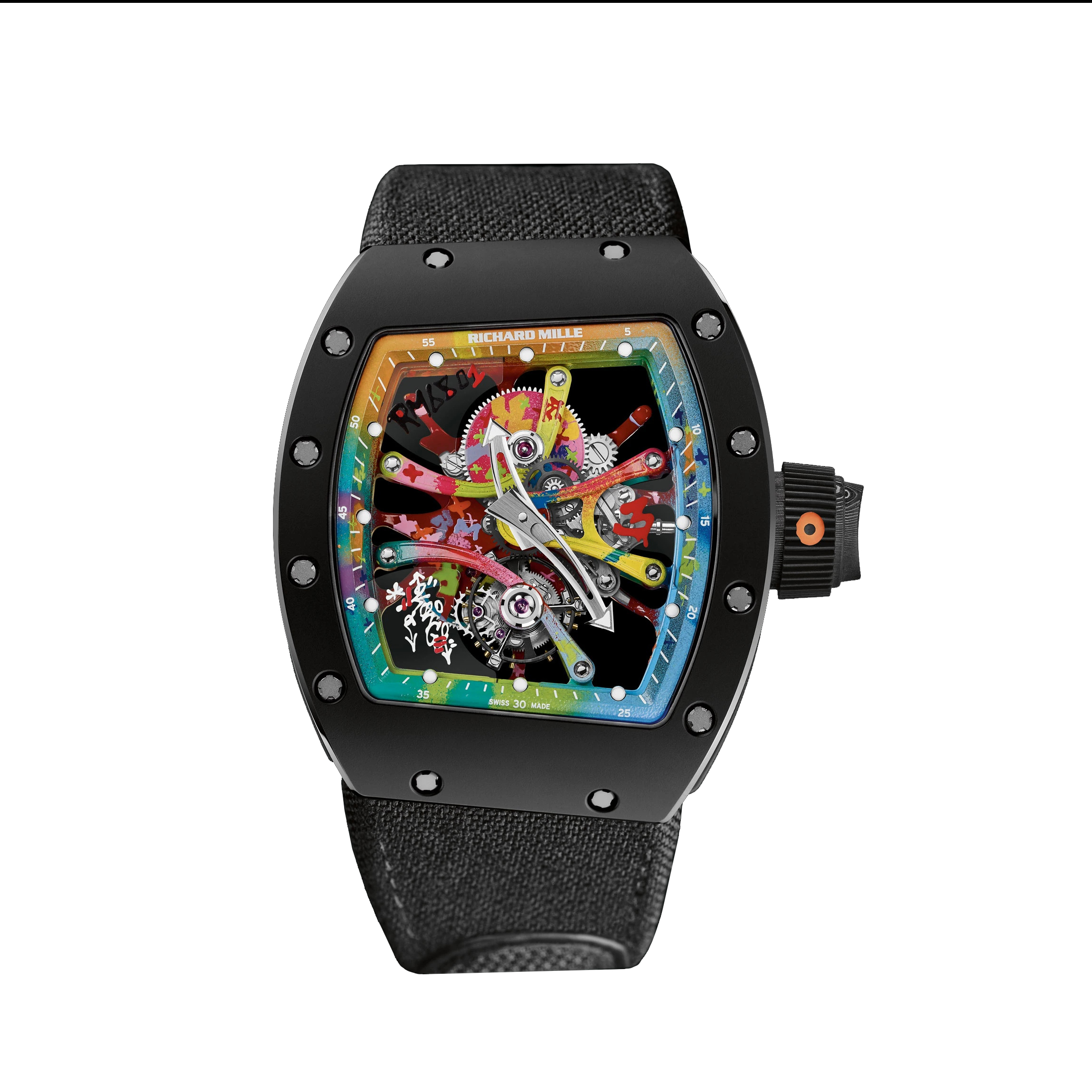 NIGO Richard Mille RM 68-01 Men's Color Dial Manual Mechanical Movement Rubber Strap Black Watch #nigo75679