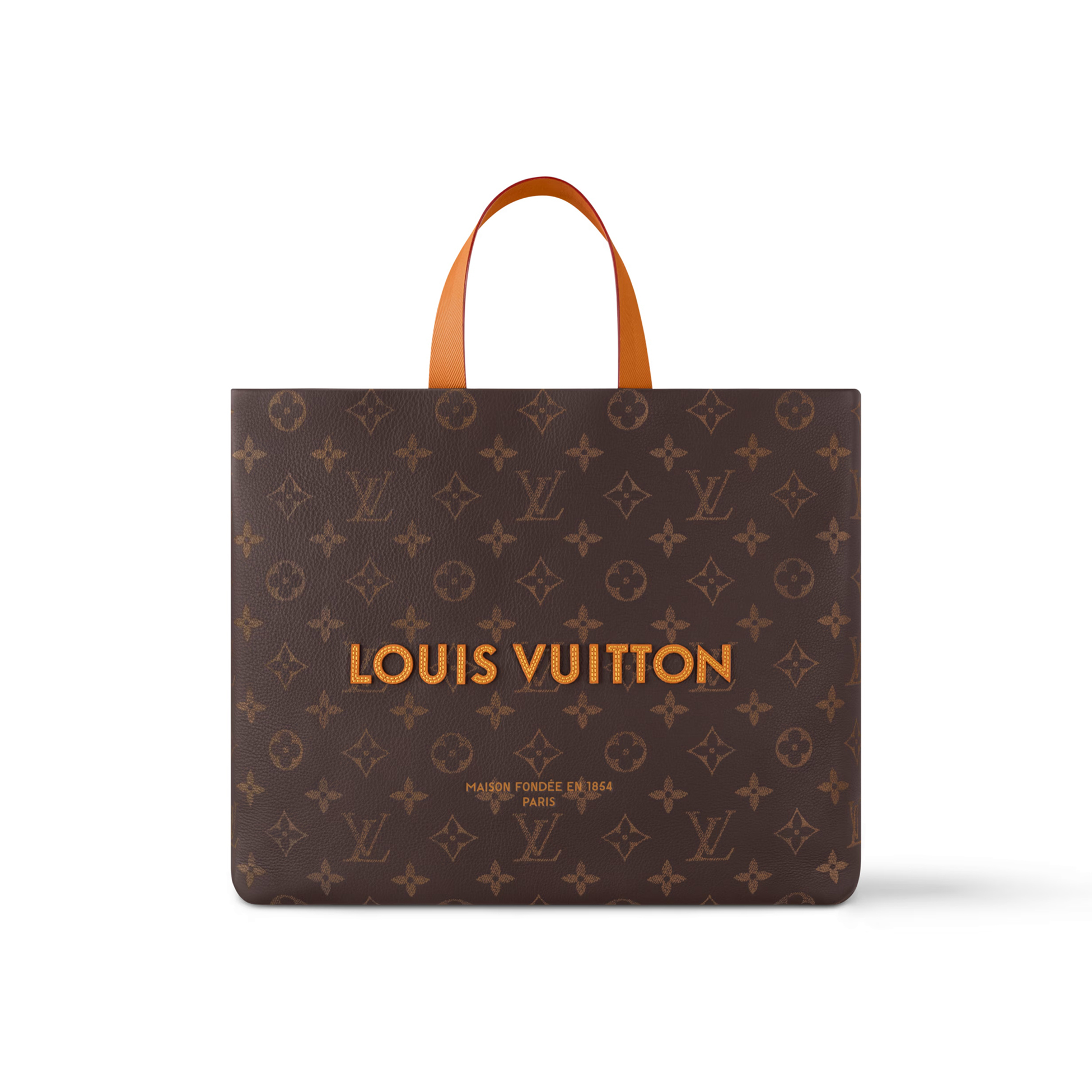 NIGO Louis Vuitton Men's Brown Classic Vintage Adjustable Shoulder Strap Embroidered Letter Print Tote Bag - Premium Coated Canvas Leather Bag #nigo75711