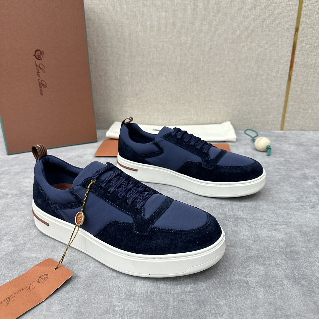 NIGO Loro Piana Men's All-season Comfortable and Versatile Color-block Suede and Leather Round-toe Low-top Lace-up Sneakers Shoes #nigo75698