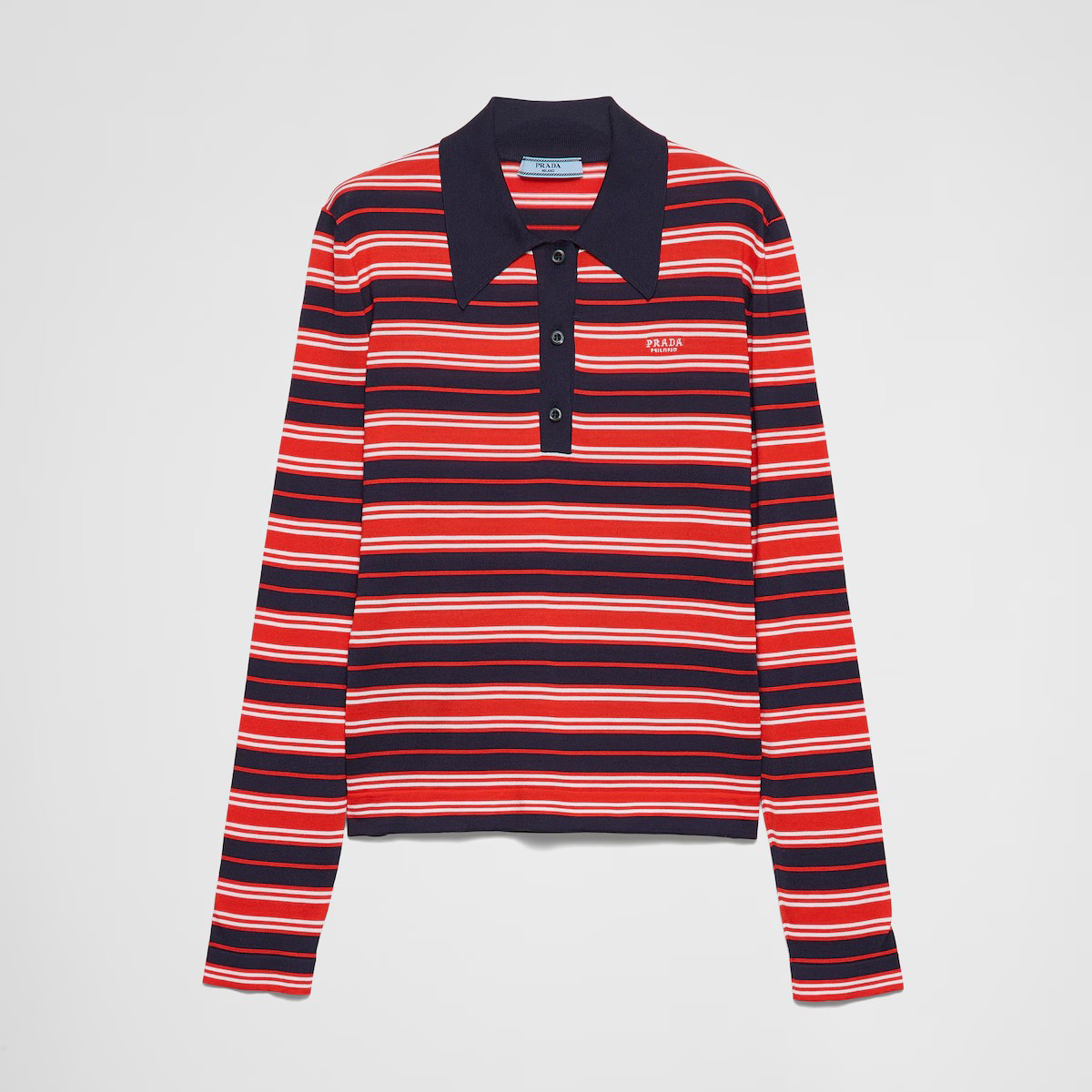 NIGO Prada Women's Spring/Summer Striped Polo-neck Letter-print Long-sleeve T-shirt #nigo75685