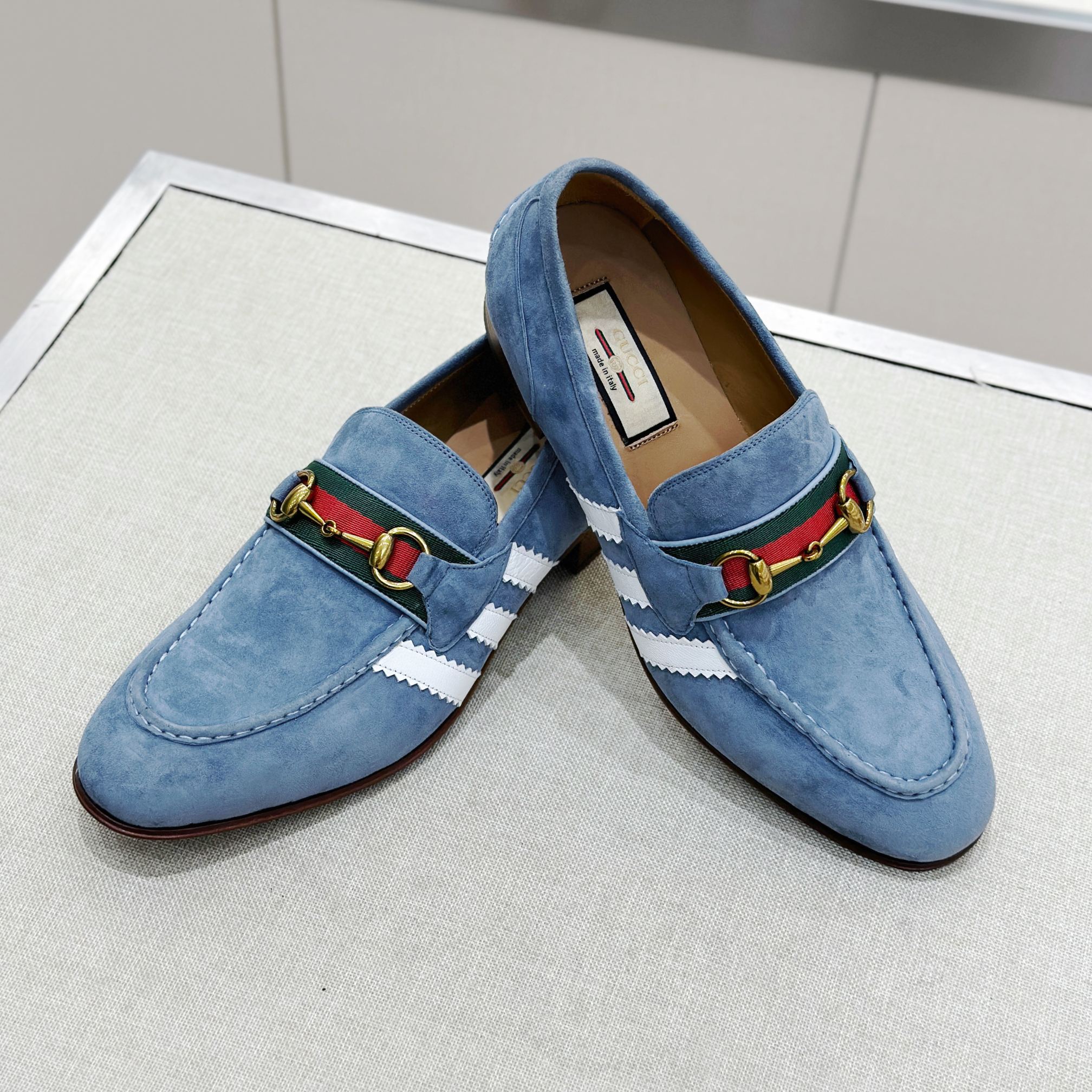 NIGO Gucci Men's Spring/Fall Solid Color Suede Round Toe Slip-on Loafer Shoes - Premium Casual Footwear #nigo75713