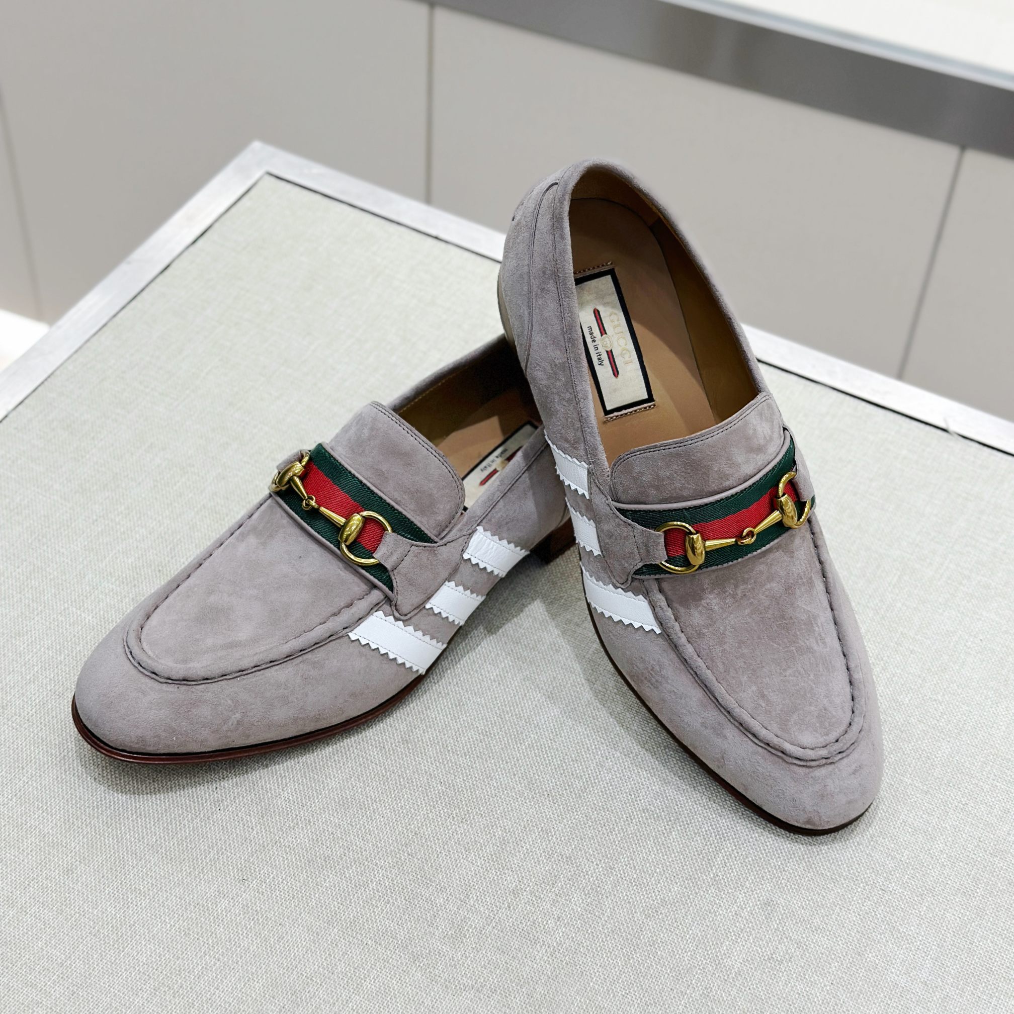 NIGO Gucci Men's Spring/Fall Solid Color Suede Round Toe Slip-on Loafer Shoes - Premium Casual Footwear #nigo75713